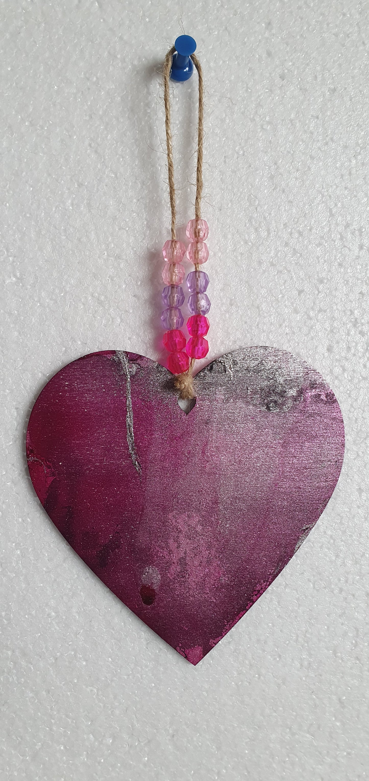 Large Marbled Wooden Heart Window Hanging Home Decor Gift