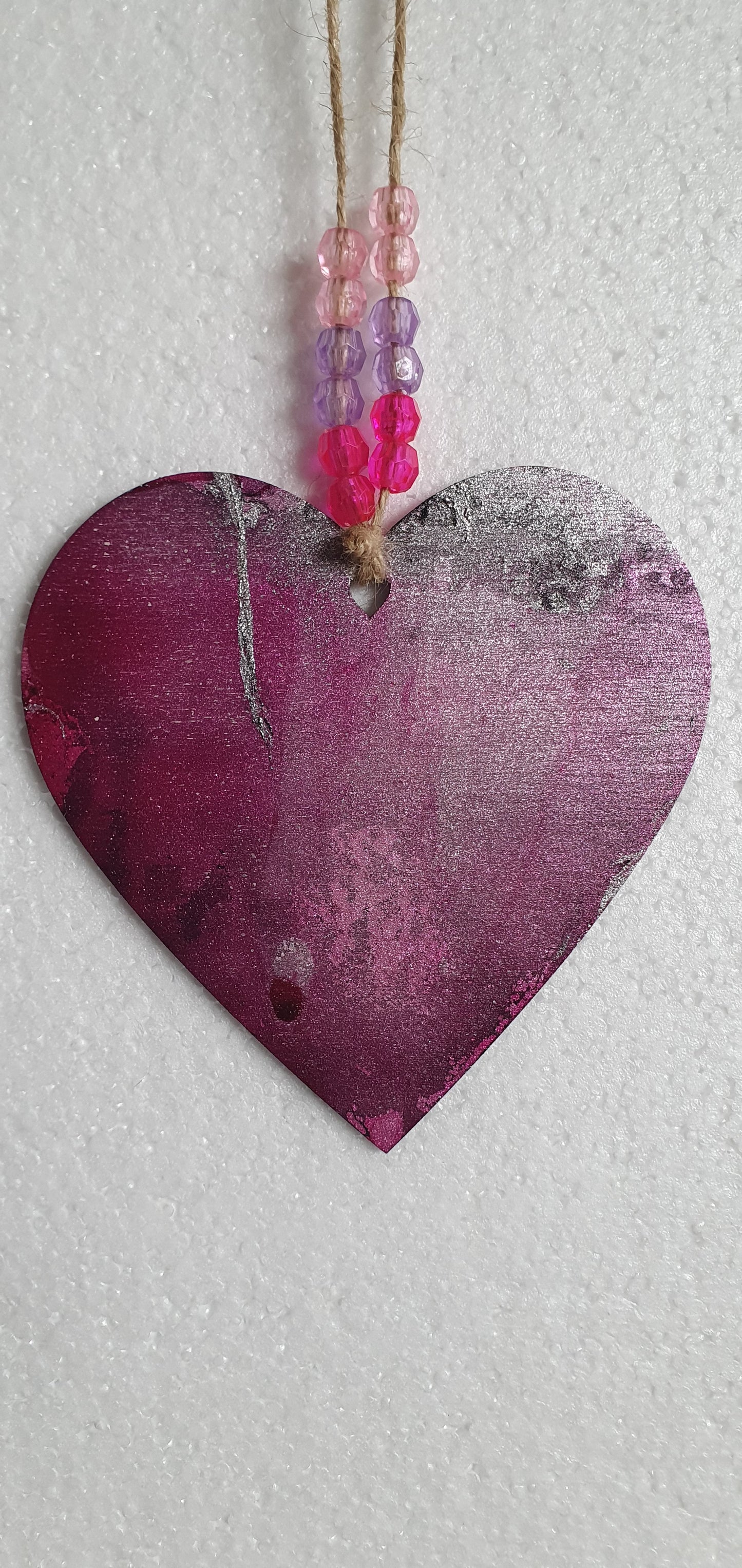 Large Marbled Wooden Heart Window Hanging Home Decor Gift
