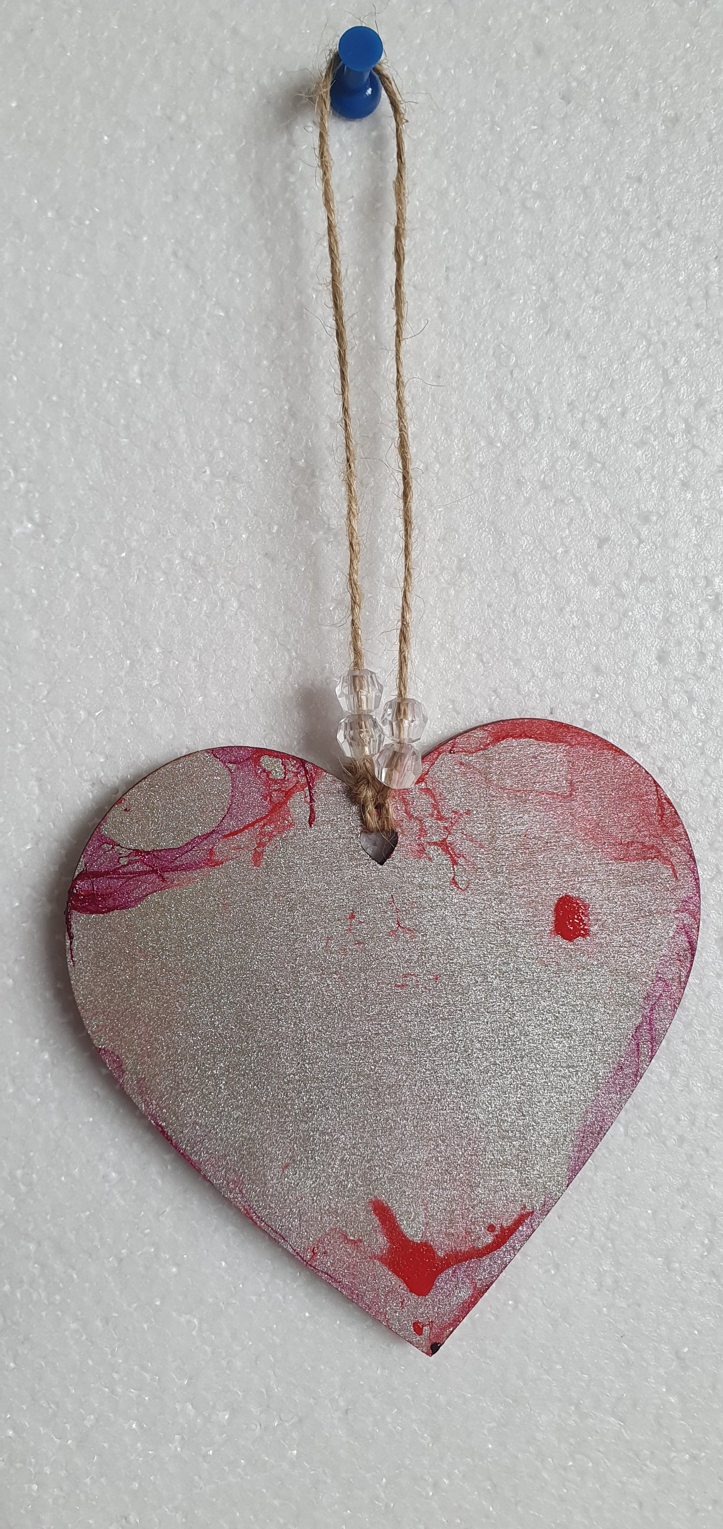 Large Marbled Wooden Heart Window Hanging Home Decor Gift 2
