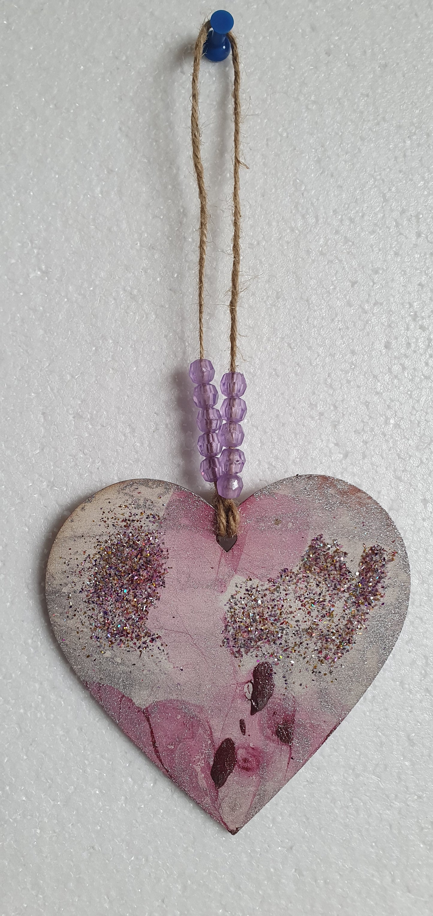 Large Marbled Wooden Heart Window Hanging Home Decor Gift 3