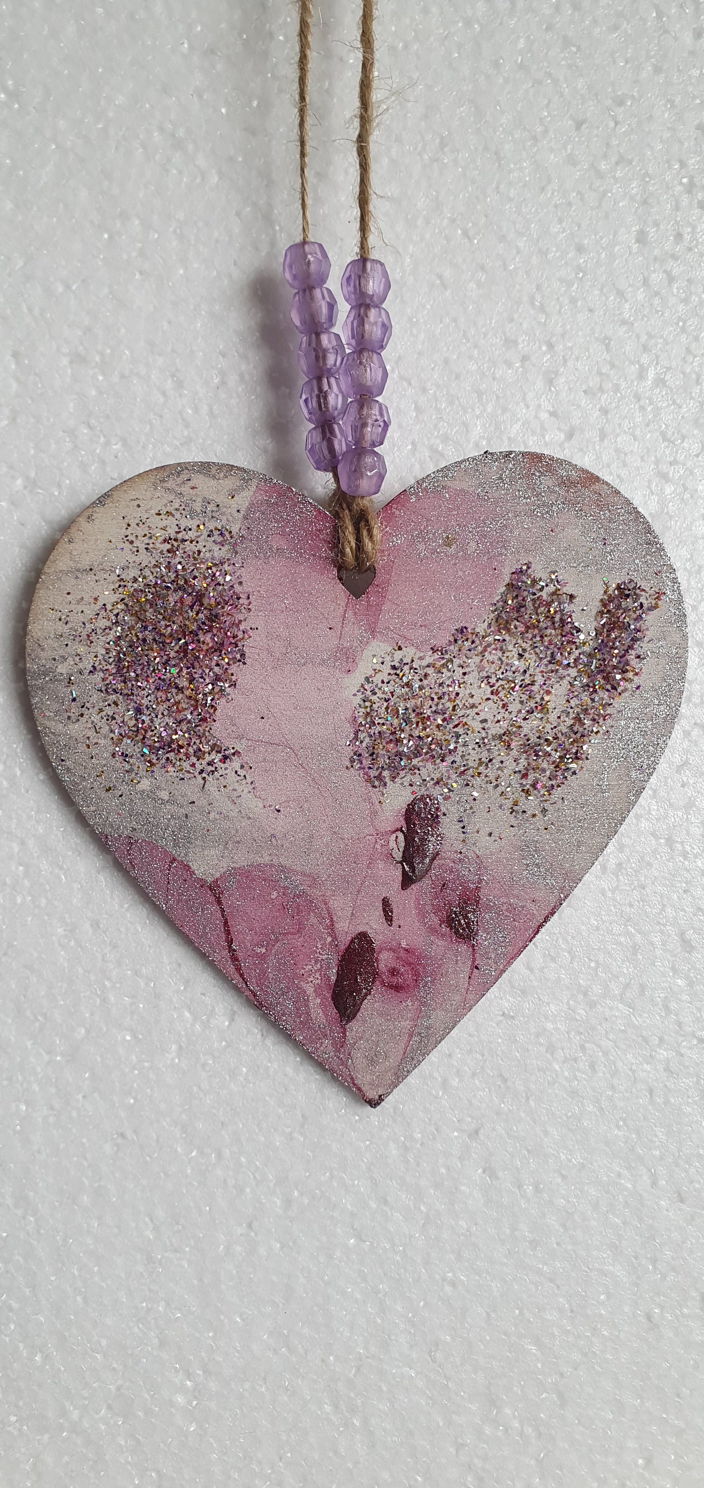 Large Marbled Wooden Heart Window Hanging Home Decor Gift 3