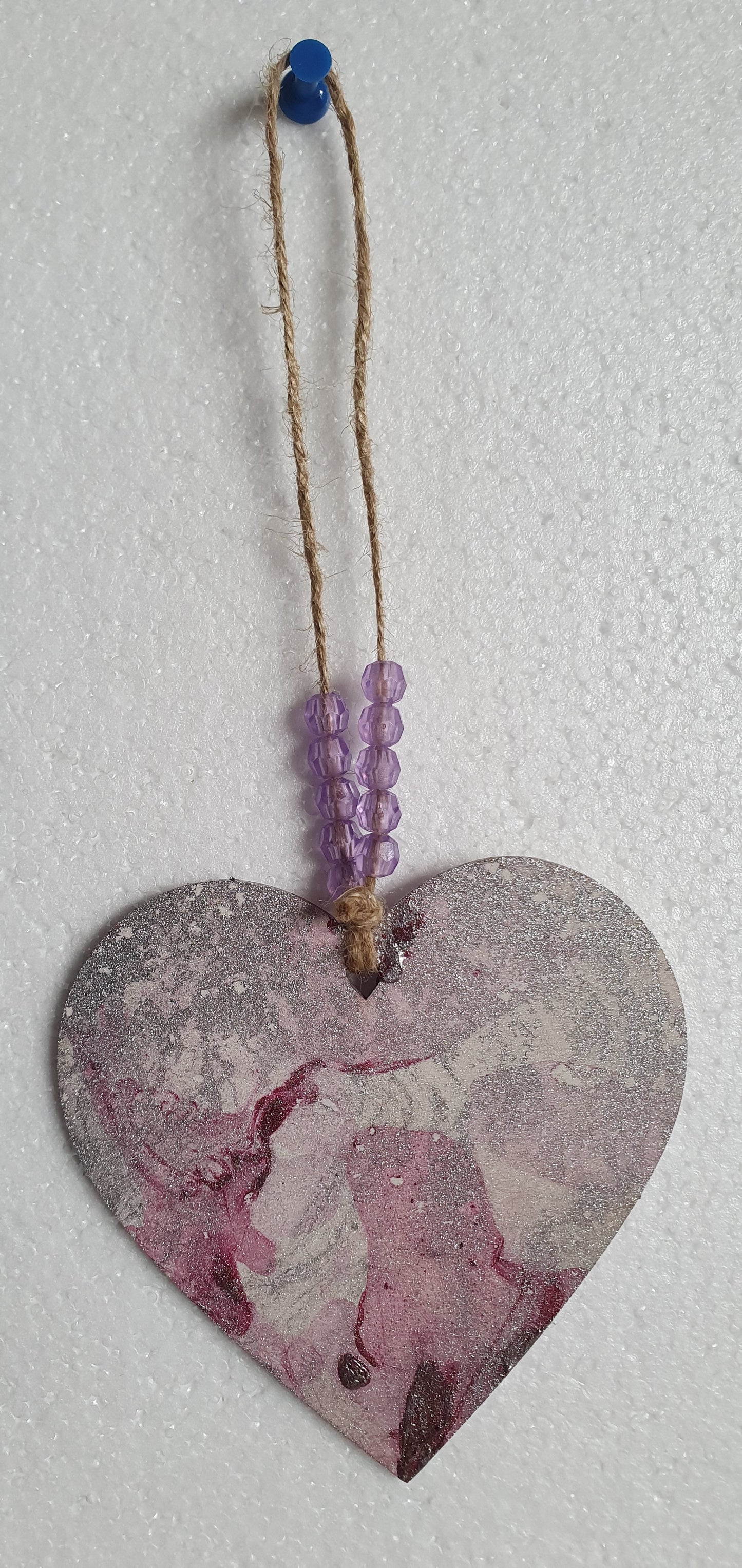 Large Marbled Wooden Heart Window Hanging Home Decor Gift 3