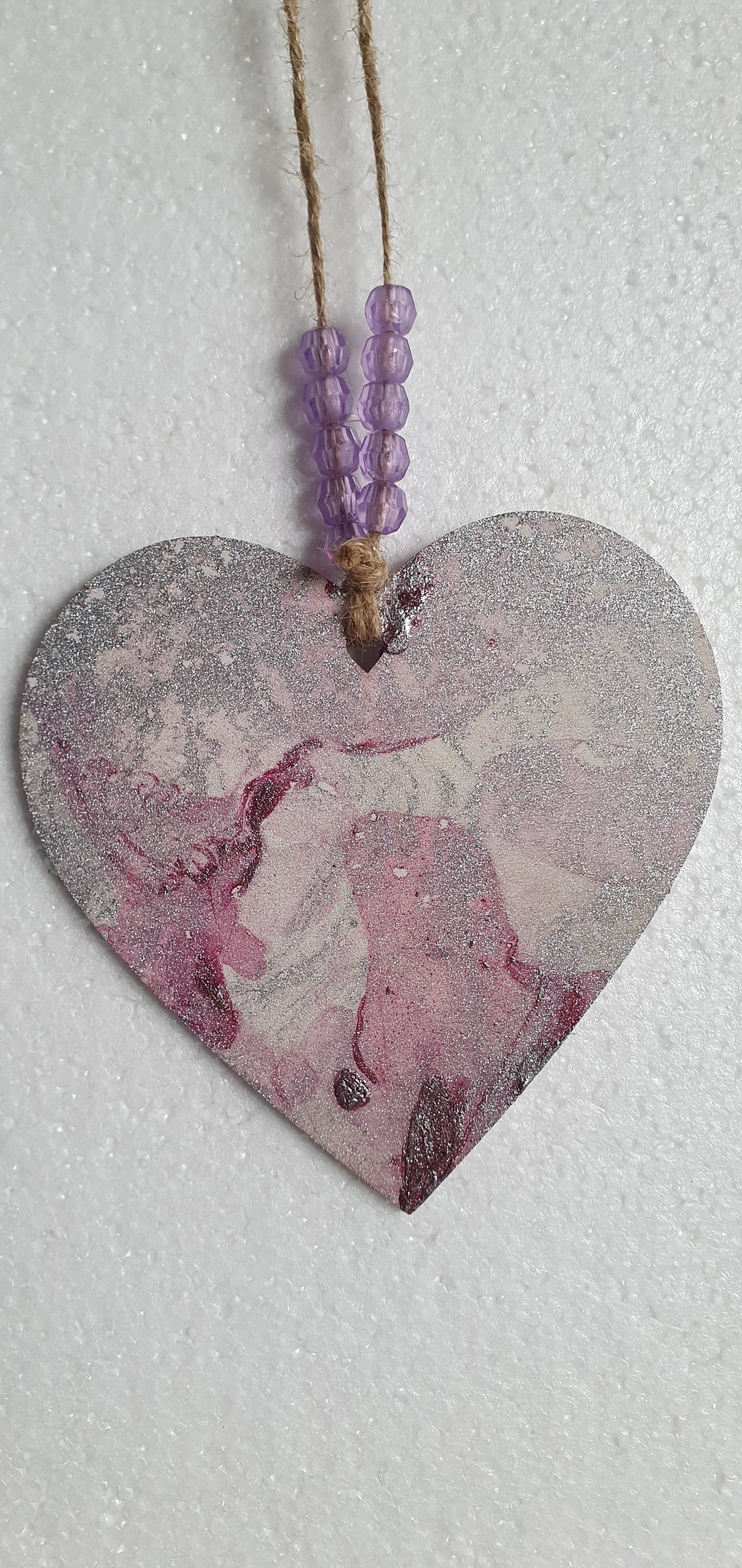 Large Marbled Wooden Heart Window Hanging Home Decor Gift 3