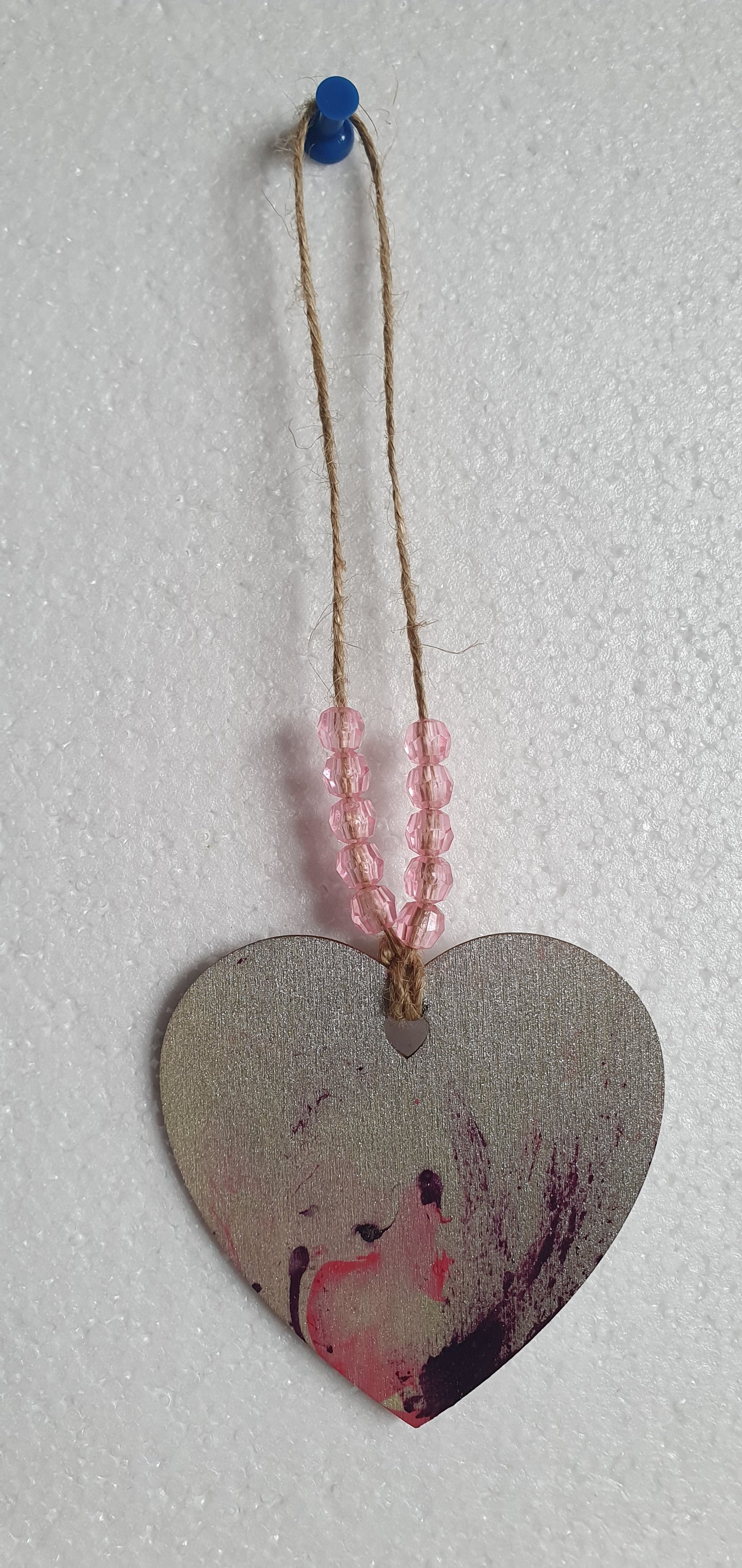Small Marbled Wooden Heart Window Hanging Gift 2