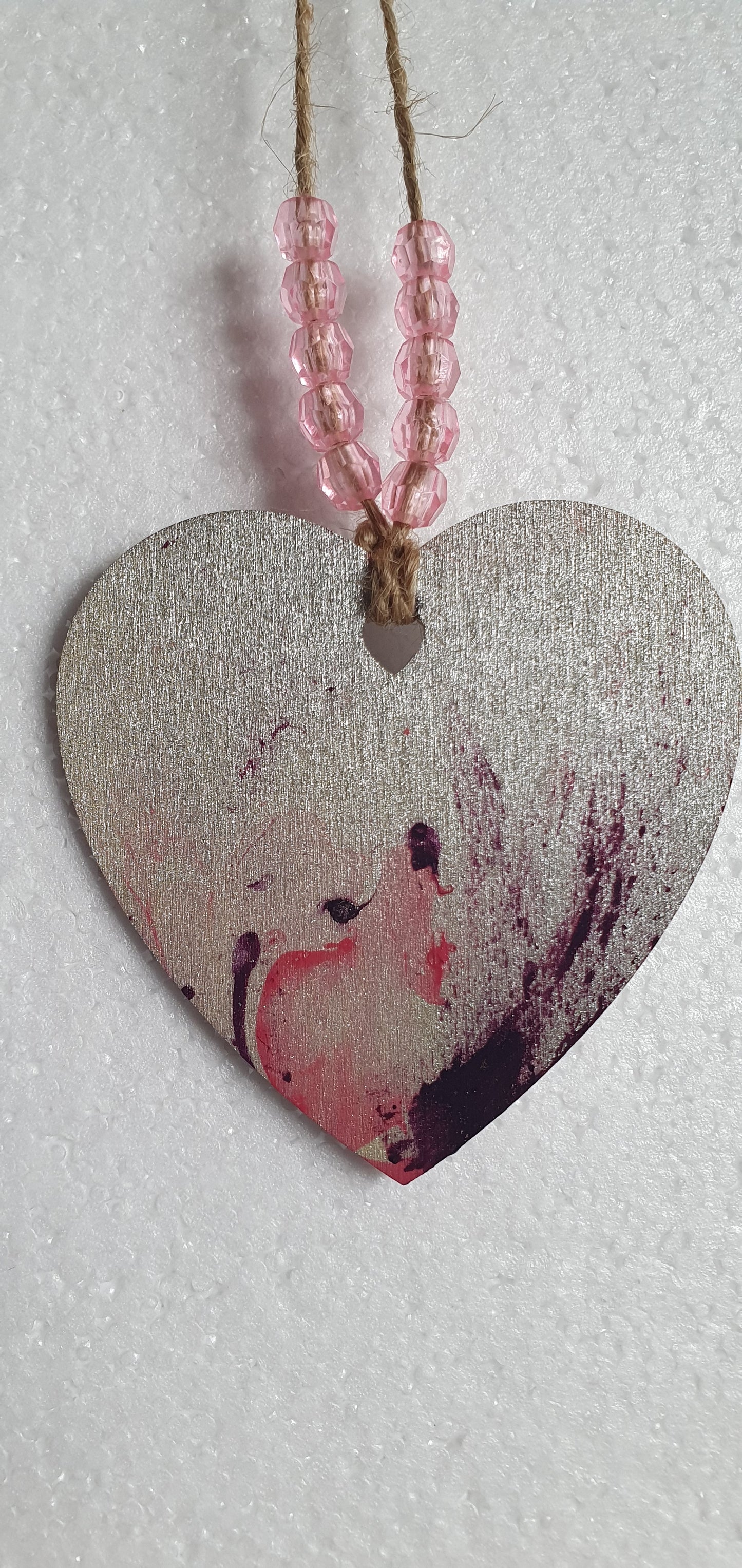 Small Marbled Wooden Heart Window Hanging Gift 2