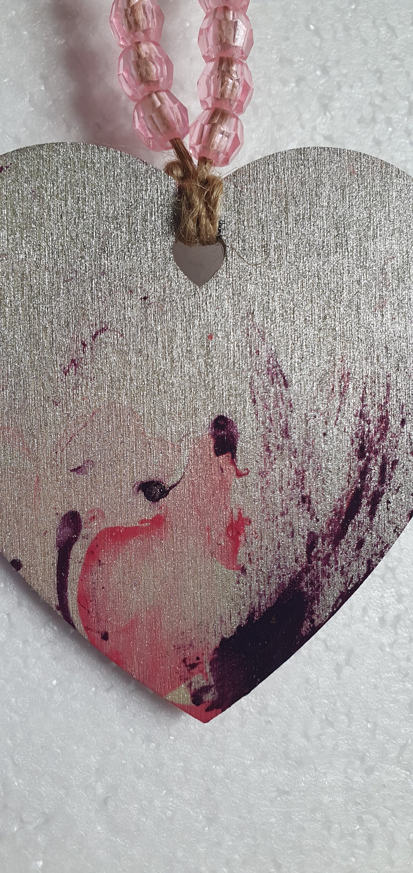 Small Marbled Wooden Heart Window Hanging Gift 2
