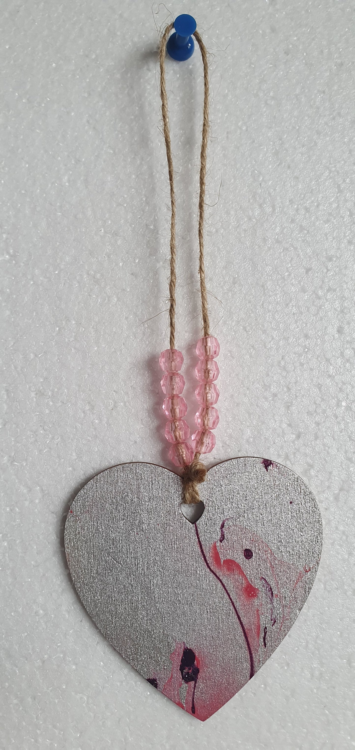 Small Marbled Wooden Heart Window Hanging Gift 2
