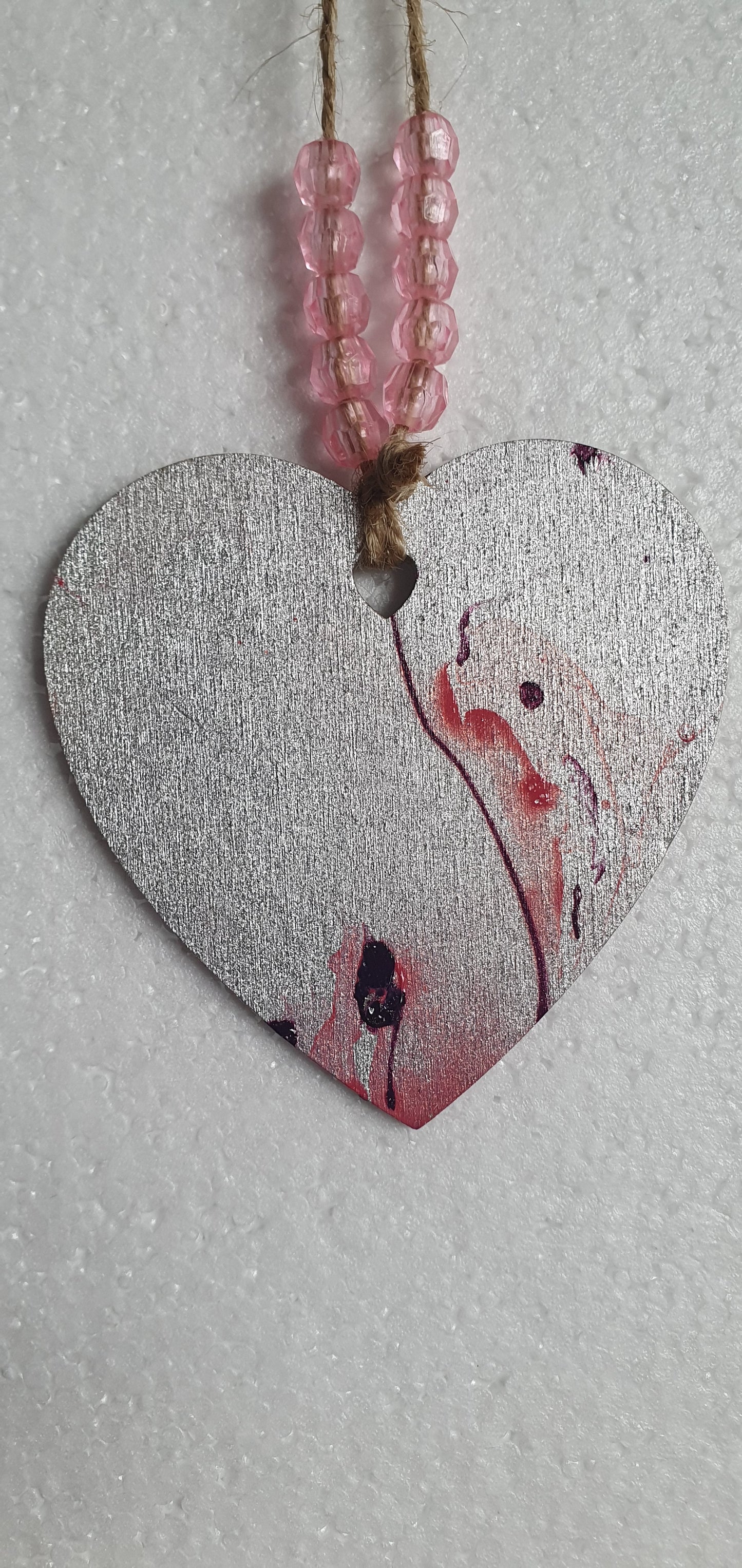 Small Marbled Wooden Heart Window Hanging Gift 2