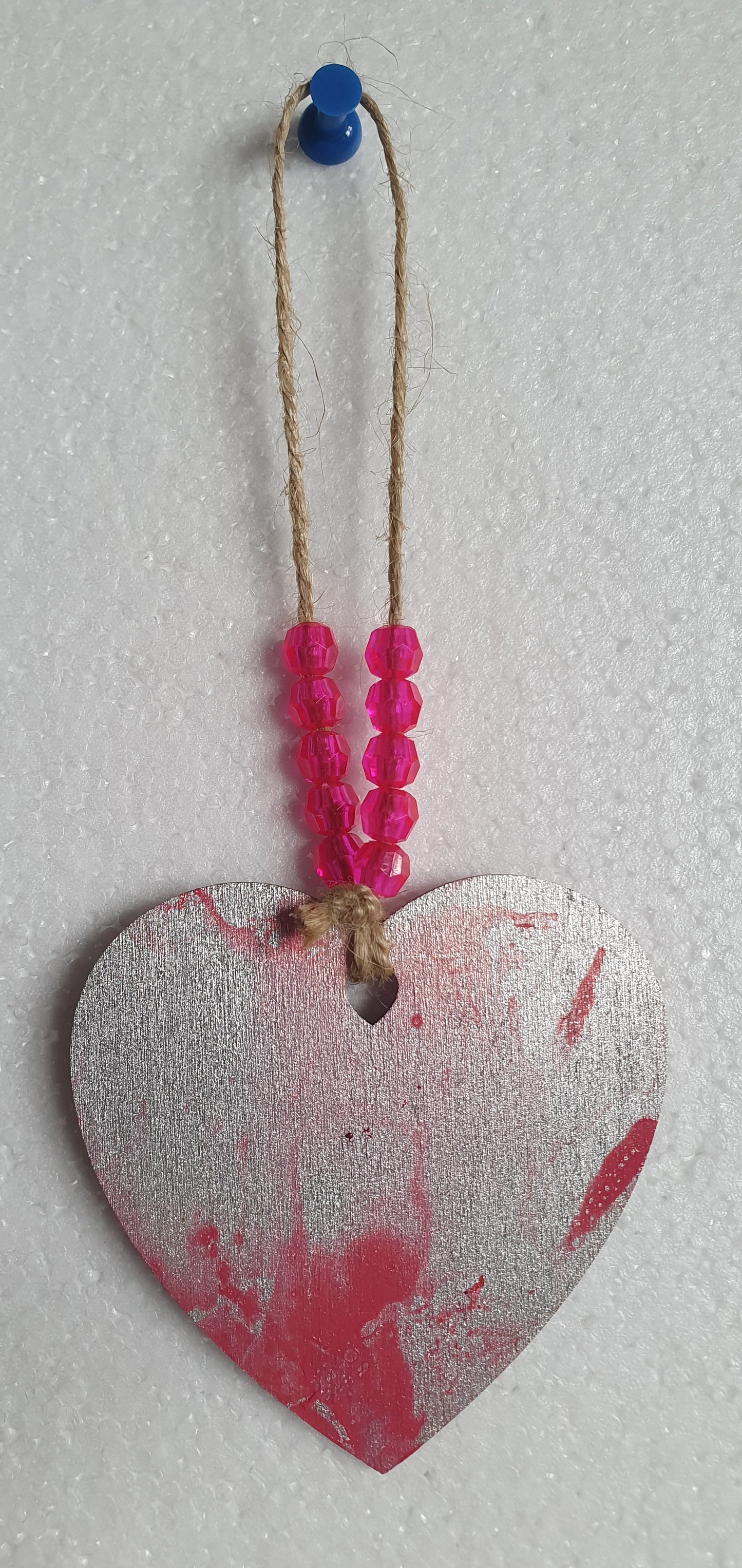 Small Marbled Wooden Heart Window Hanging Gift 3