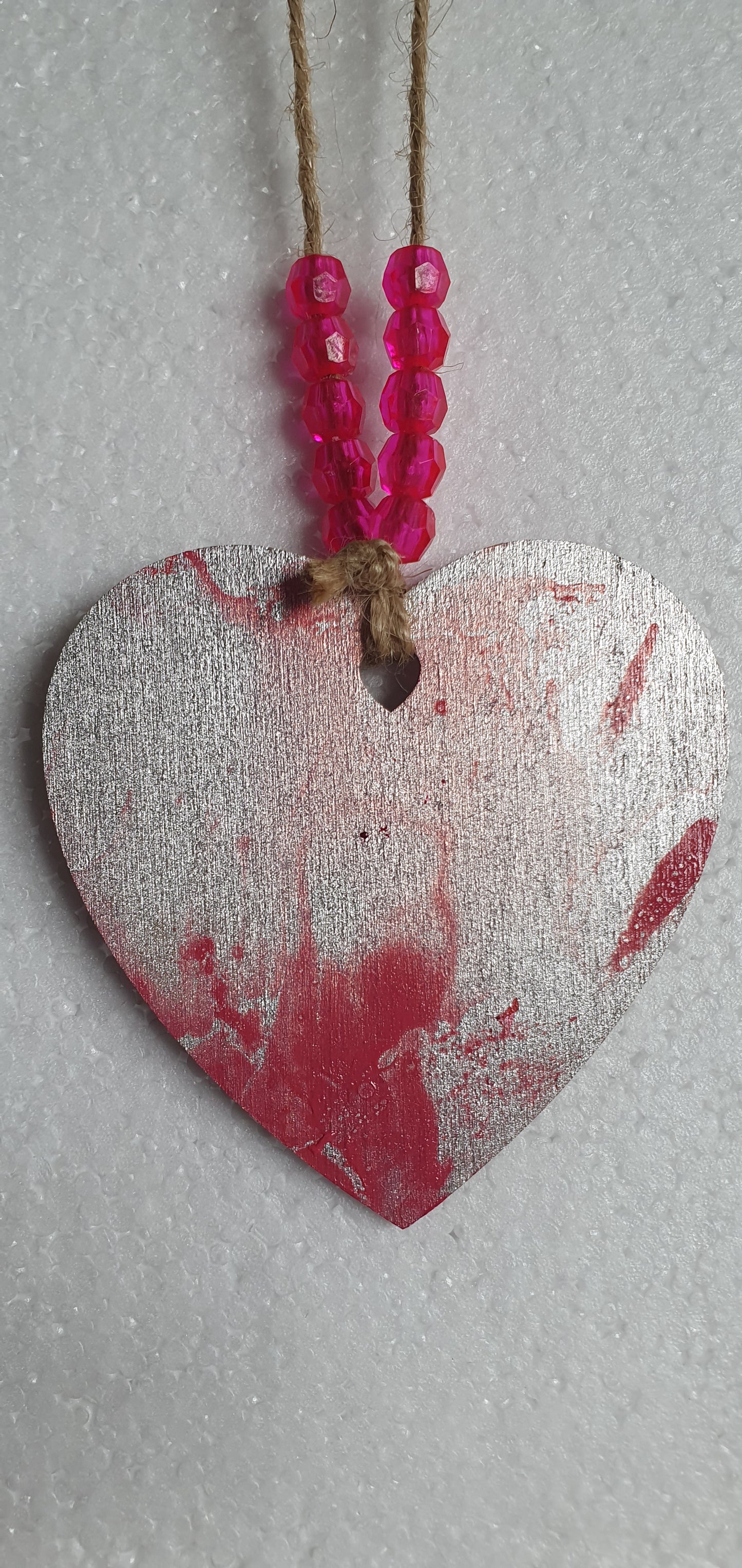 Small Marbled Wooden Heart Window Hanging Gift 3