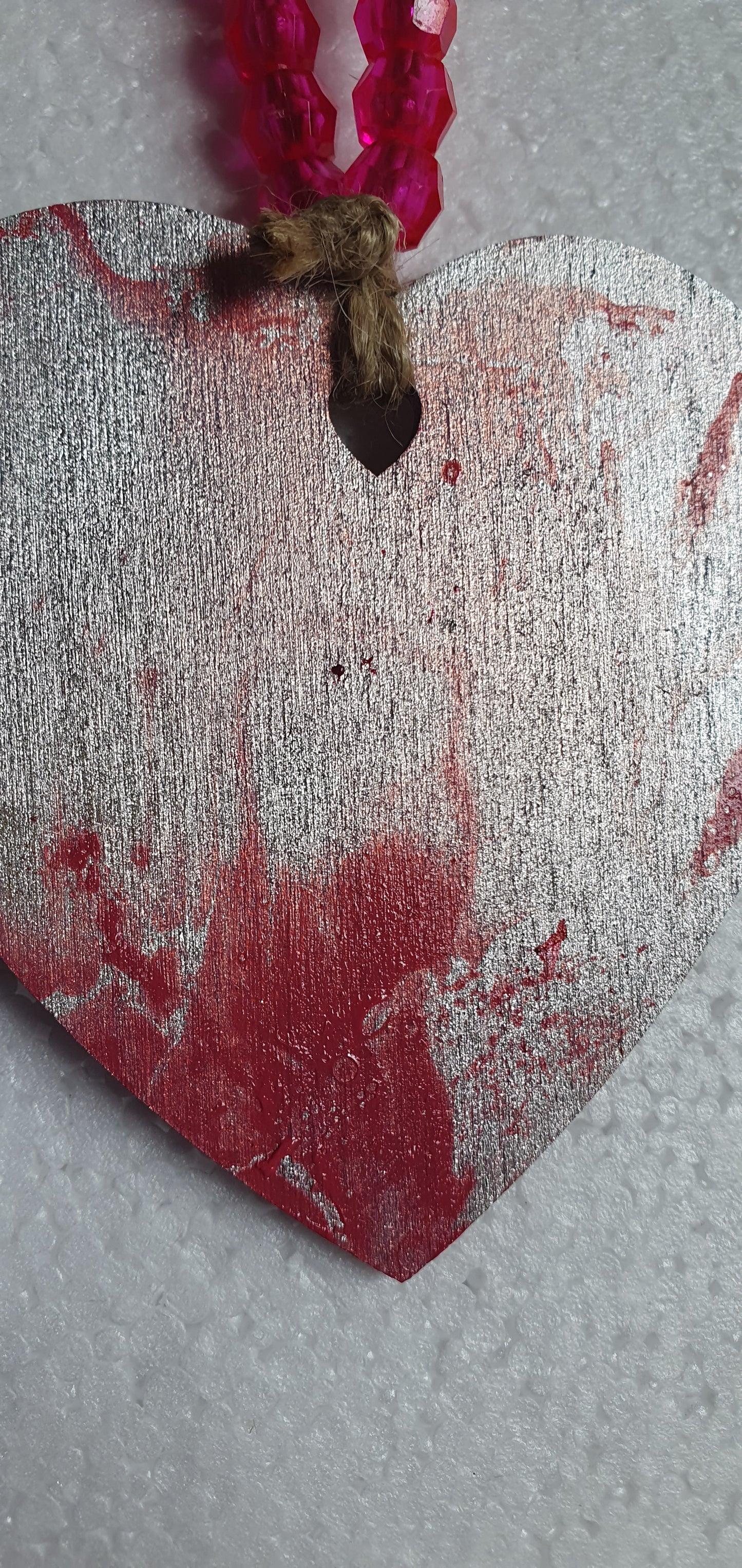 Small Marbled Wooden Heart Window Hanging Gift 3