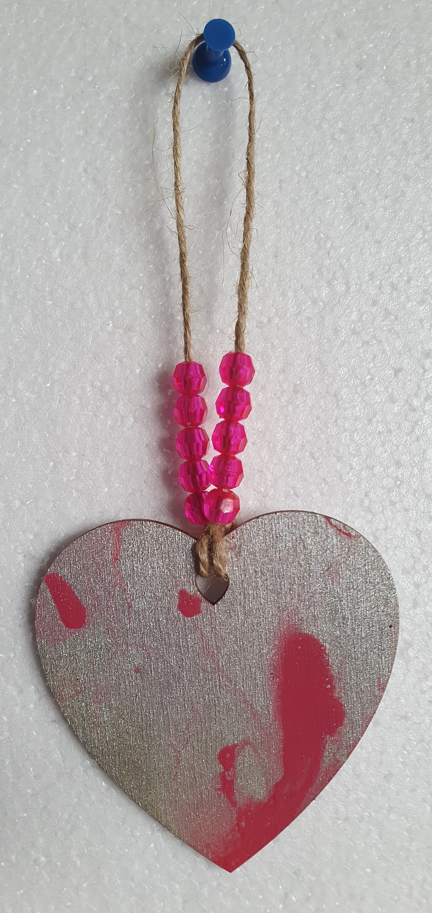 Small Marbled Wooden Heart Window Hanging Gift 3