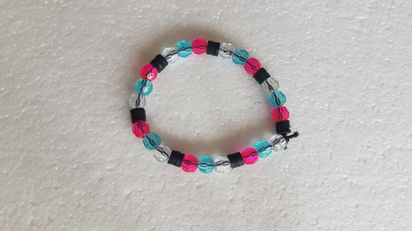 Bead Elastic Bracelet Pink Purple Blue Clear