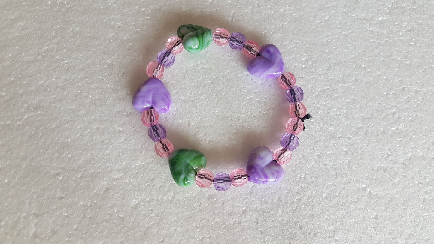 Bead Elastic Hearts Bracelet Multicoloured