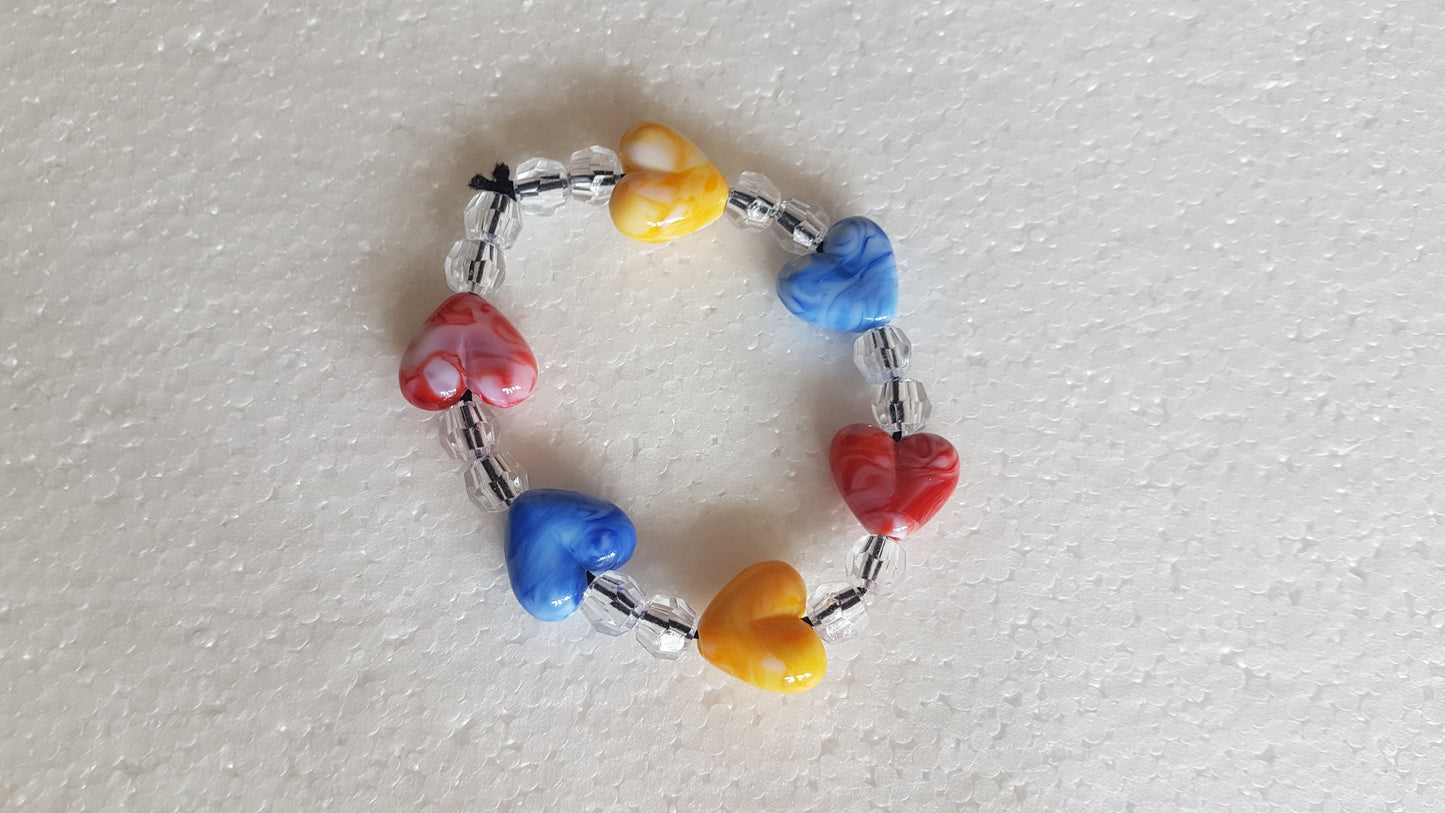 Bead Elastic Hearts Bracelet Multicoloured