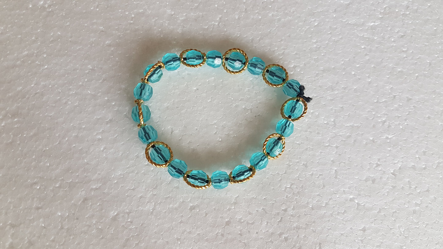 Bead Elastic Blue Gold Rings Bracelet