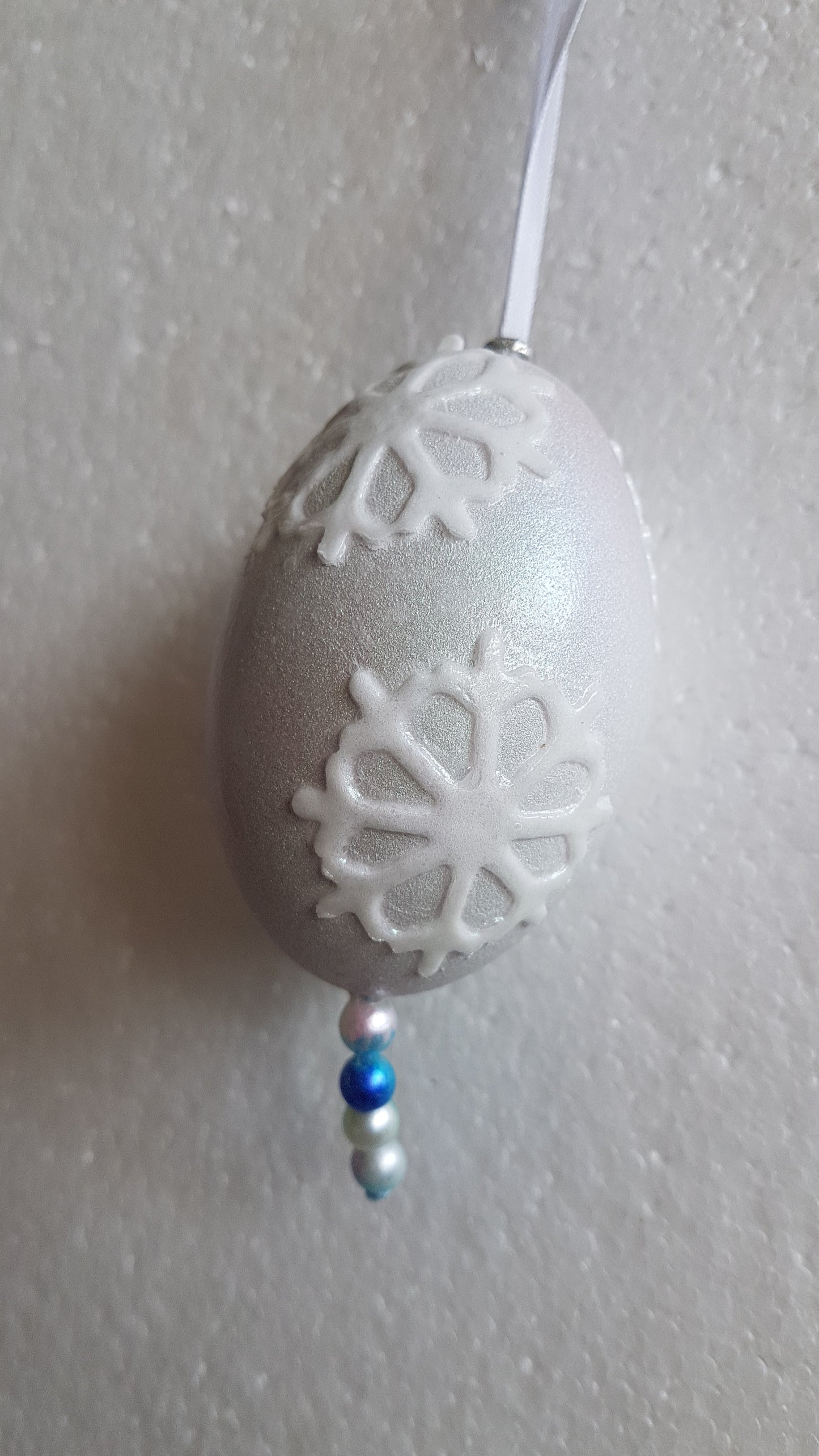 Decorated Egg Window/Tree Hanging Silver Snowflake Home Decor Gift
