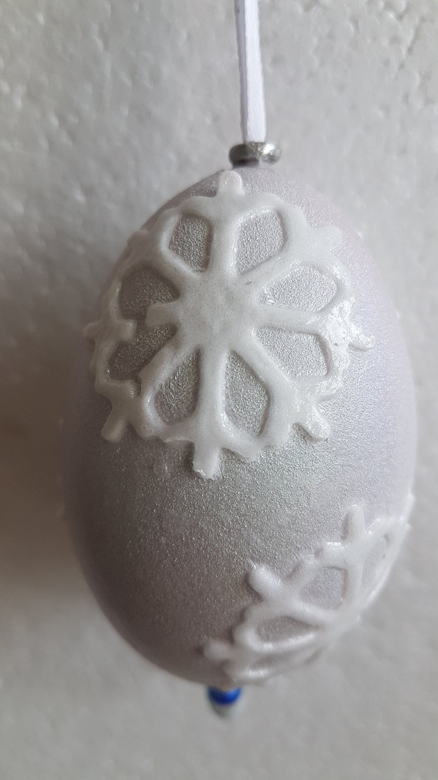Decorated Egg Window/Tree Hanging Silver Snowflake Home Decor Gift