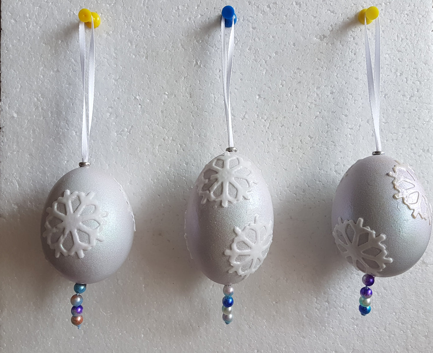 Decorated Egg Window/Tree Hanging Silver Snowflake Home Decor Gift