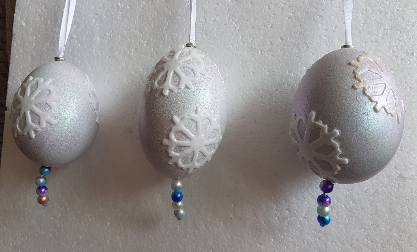 Decorated Egg Window/Tree Hanging Silver Snowflake Home Decor Gift