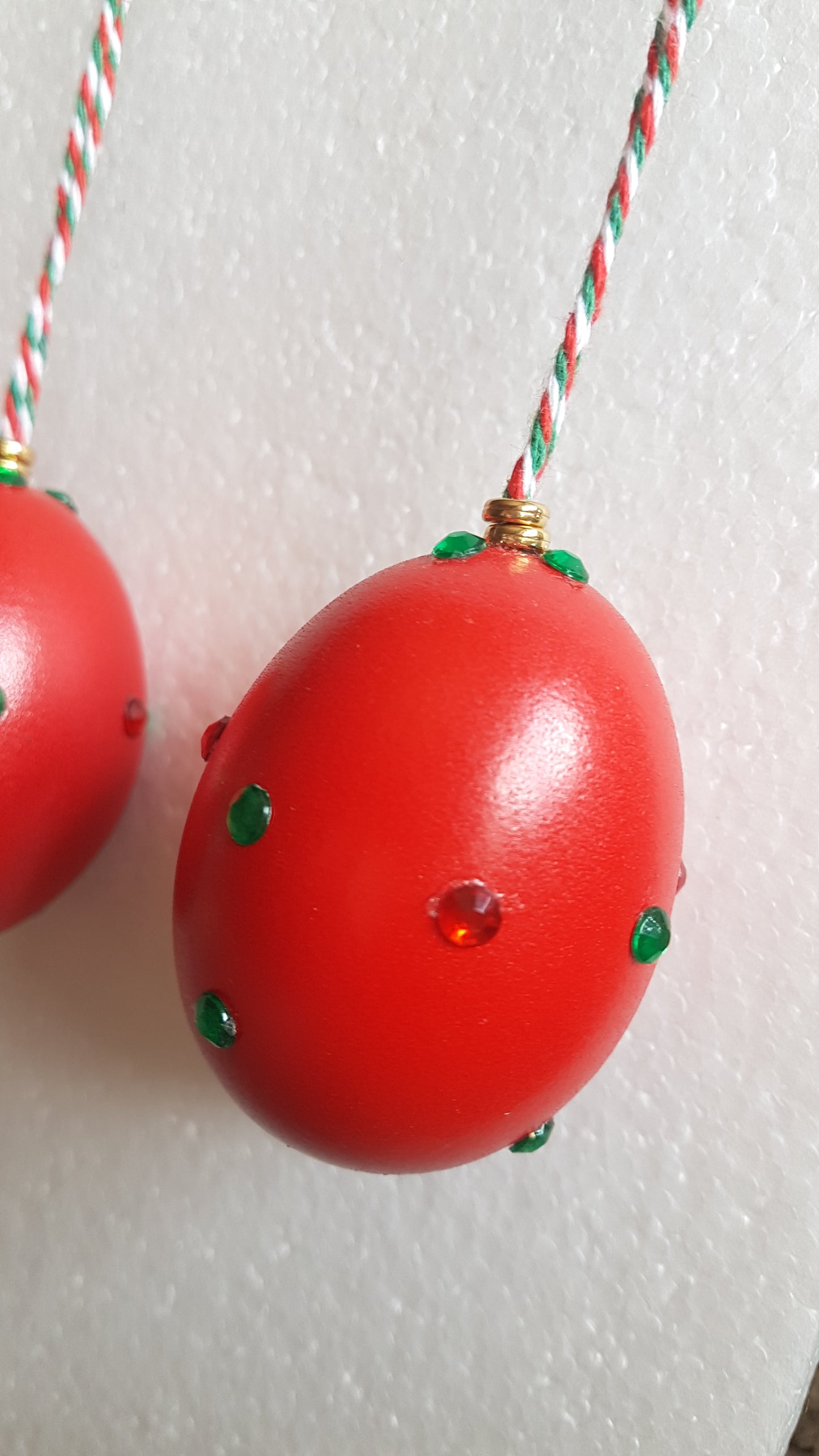 Decorated Egg Window/Tree Hanging Red Green Christmas Home Decor Gift