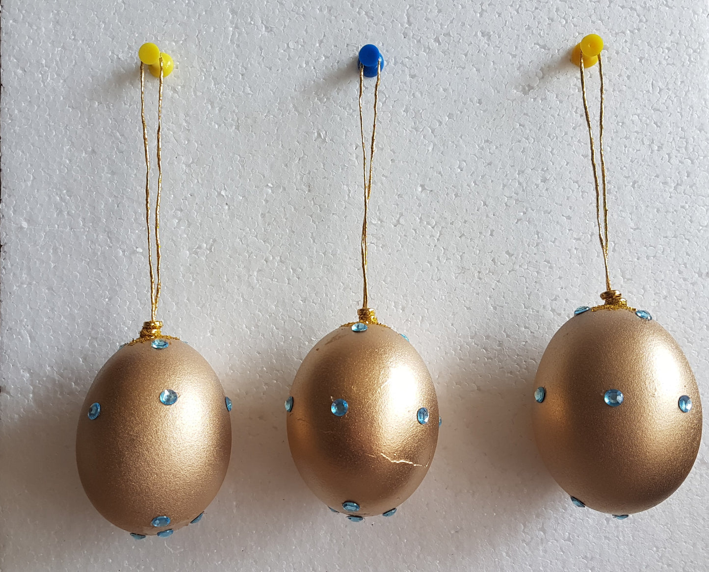 Decorated Egg Window/Tree Hanging Gold Blue Christmas Home Decor Gift