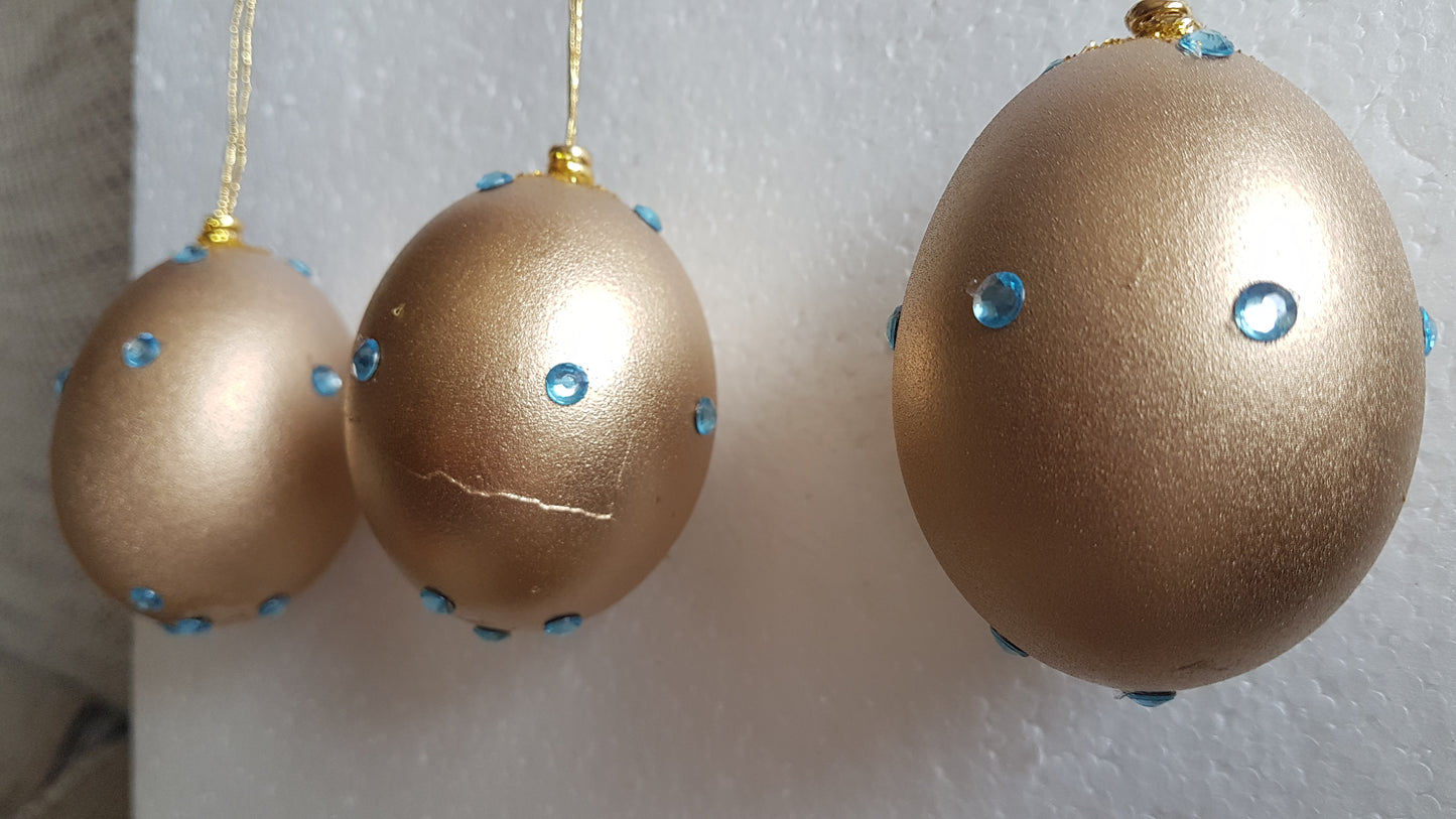 Decorated Egg Window/Tree Hanging Gold Blue Christmas Home Decor Gift