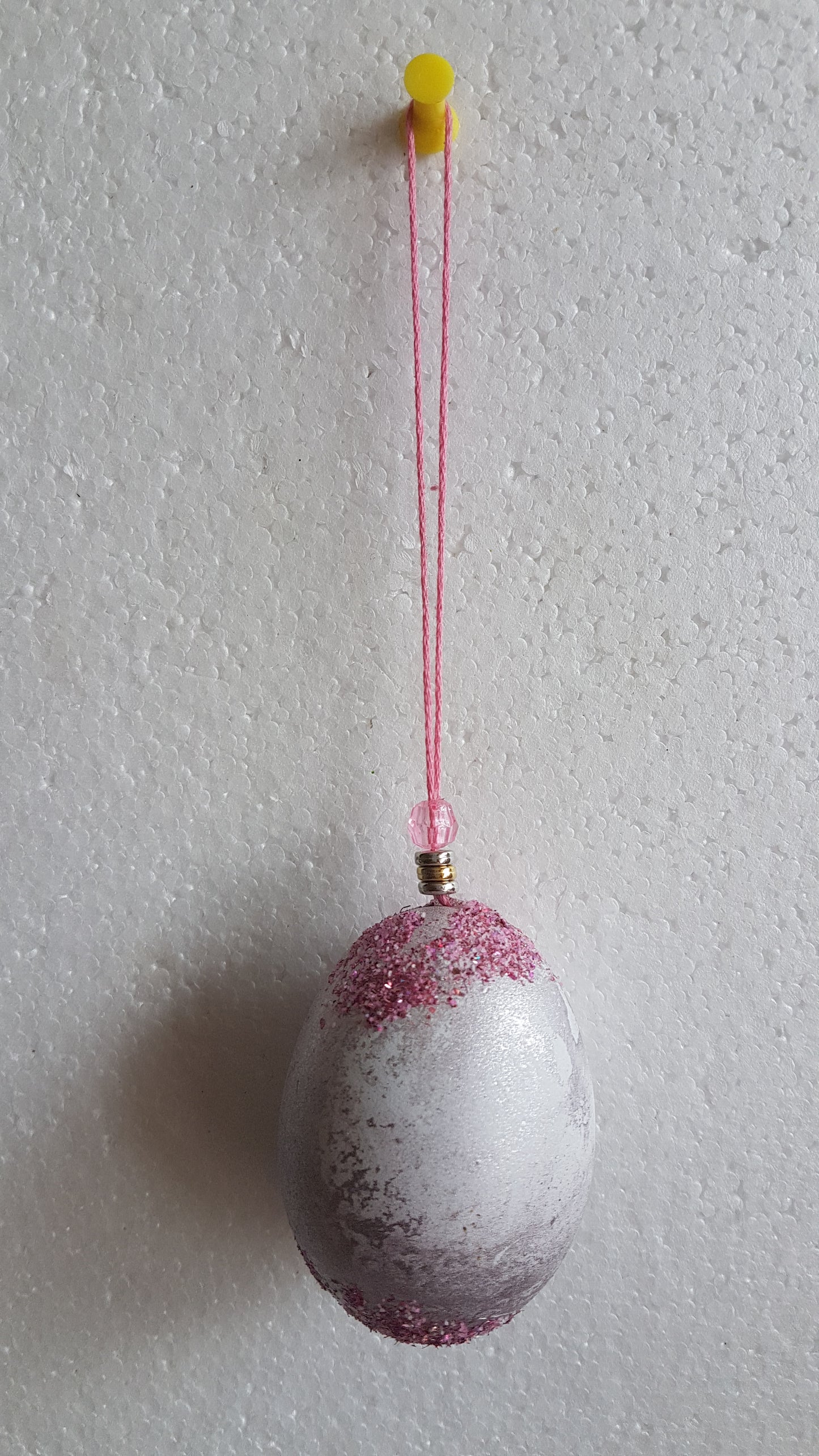 Decorated Egg Window/Tree Hanging Pink Silver Home Decor Gift
