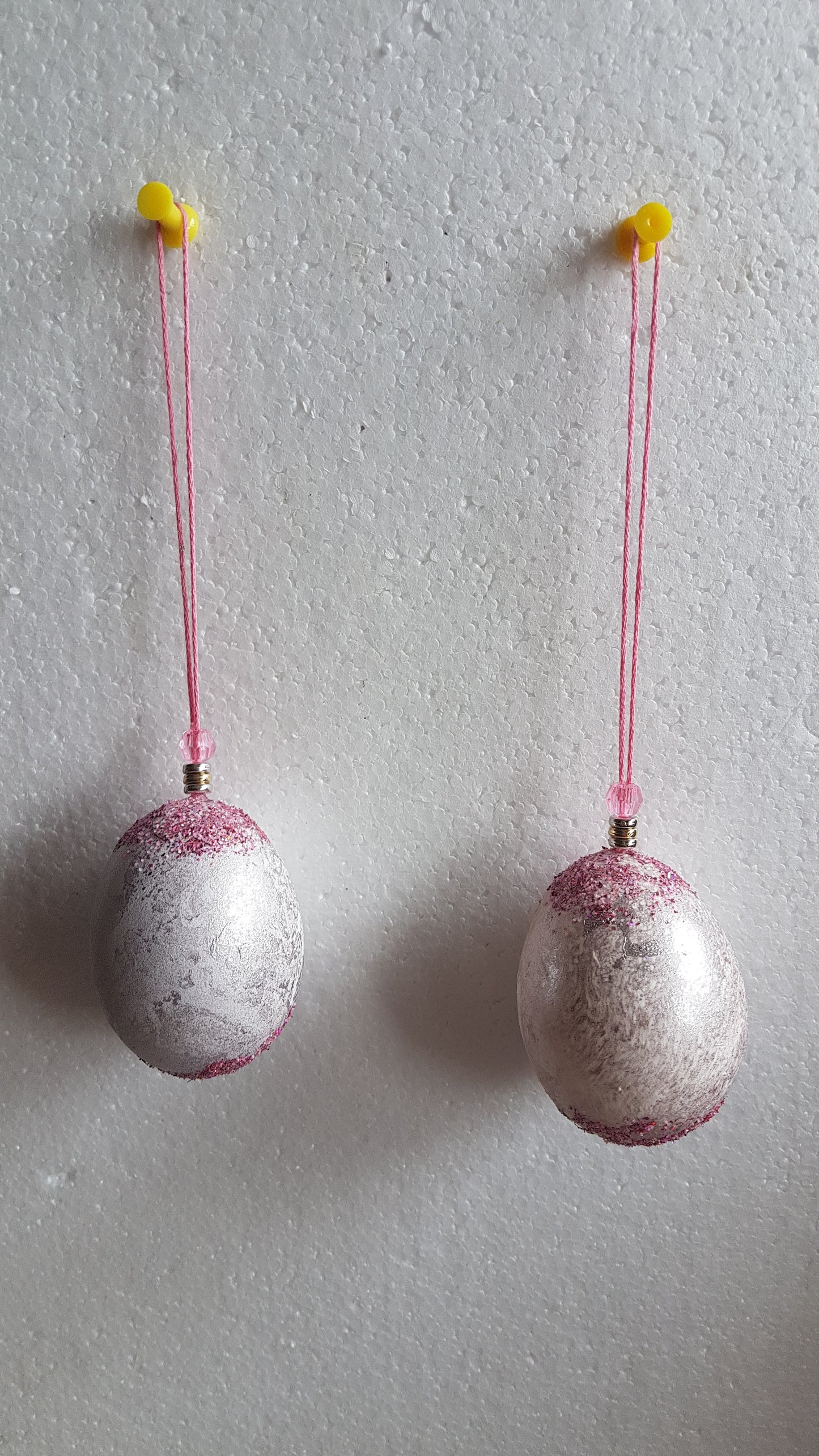 Decorated Egg Window/Tree Hanging Pink Silver Home Decor Gift