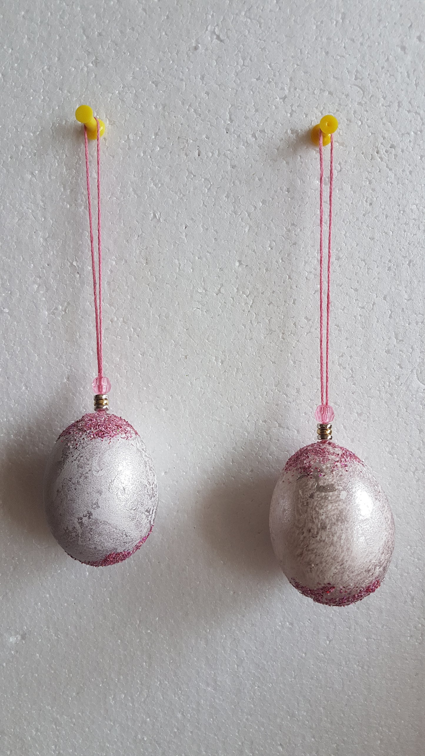 Decorated Egg Window/Tree Hanging Pink Silver Home Decor Gift