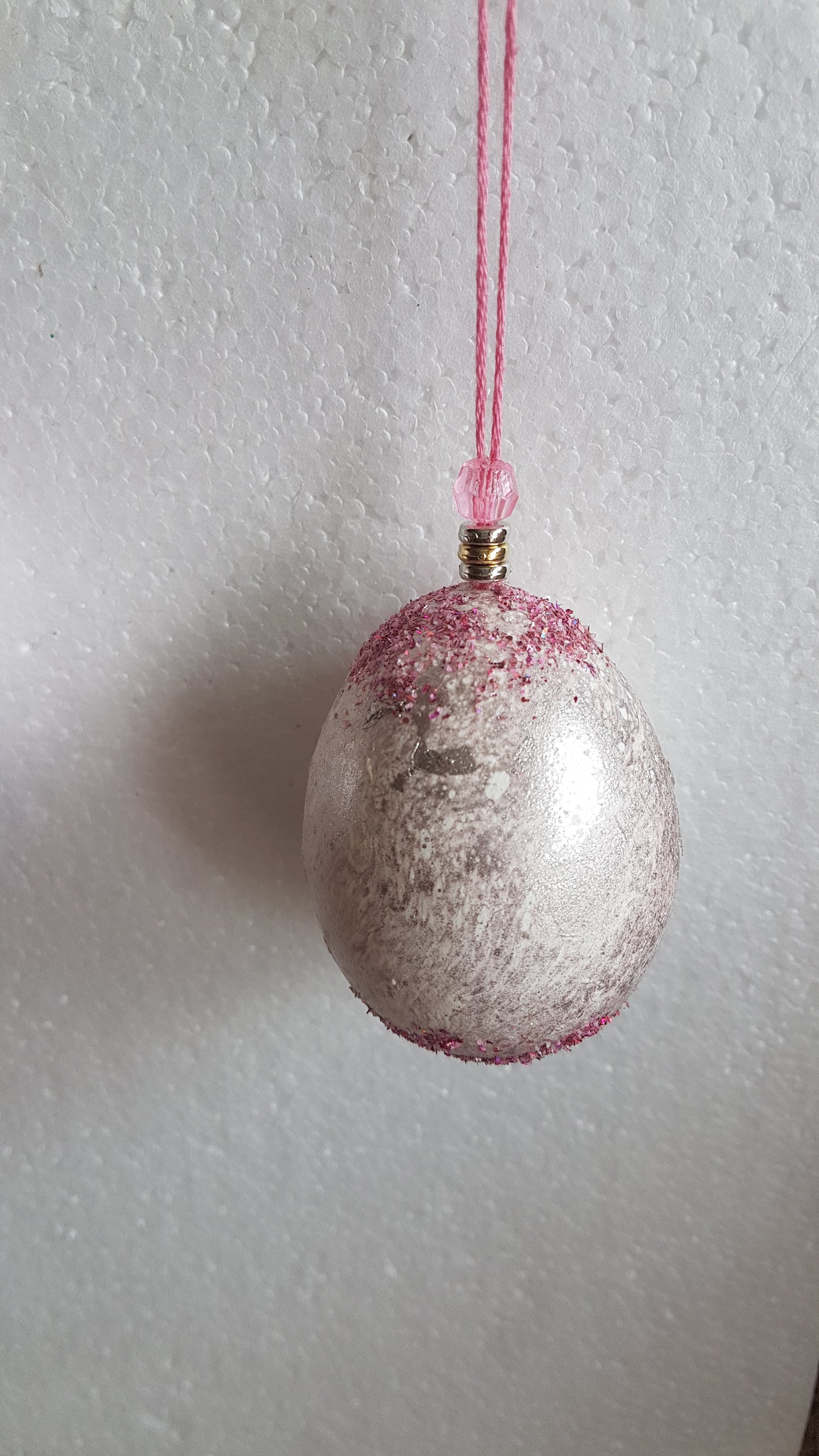 Decorated Egg Window/Tree Hanging Pink Silver Home Decor Gift