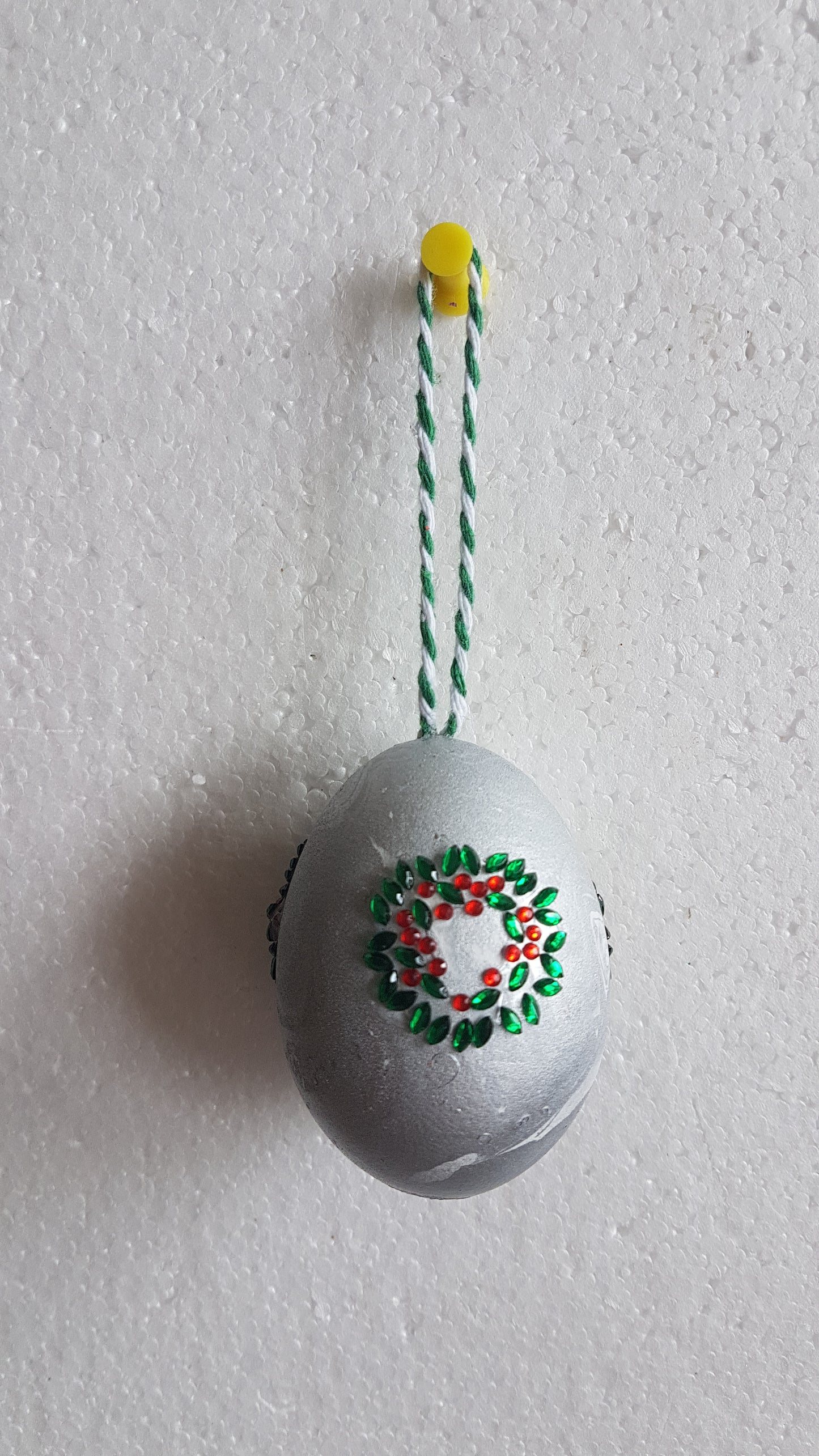 Decorated Egg Window/Tree Hanging Green Silver Red Home Decor Gift