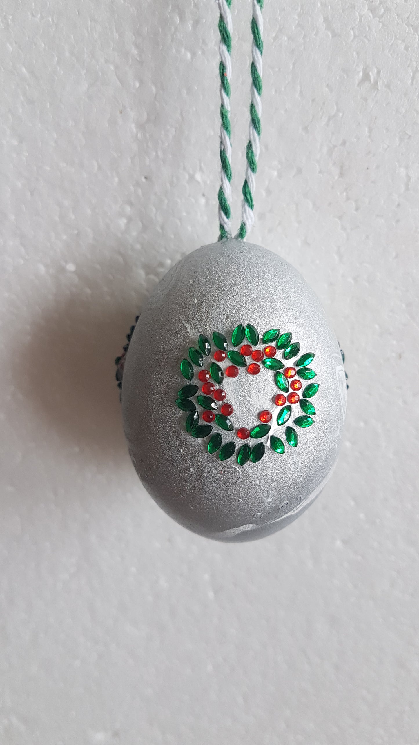 Decorated Egg Window/Tree Hanging Green Silver Red Home Decor Gift