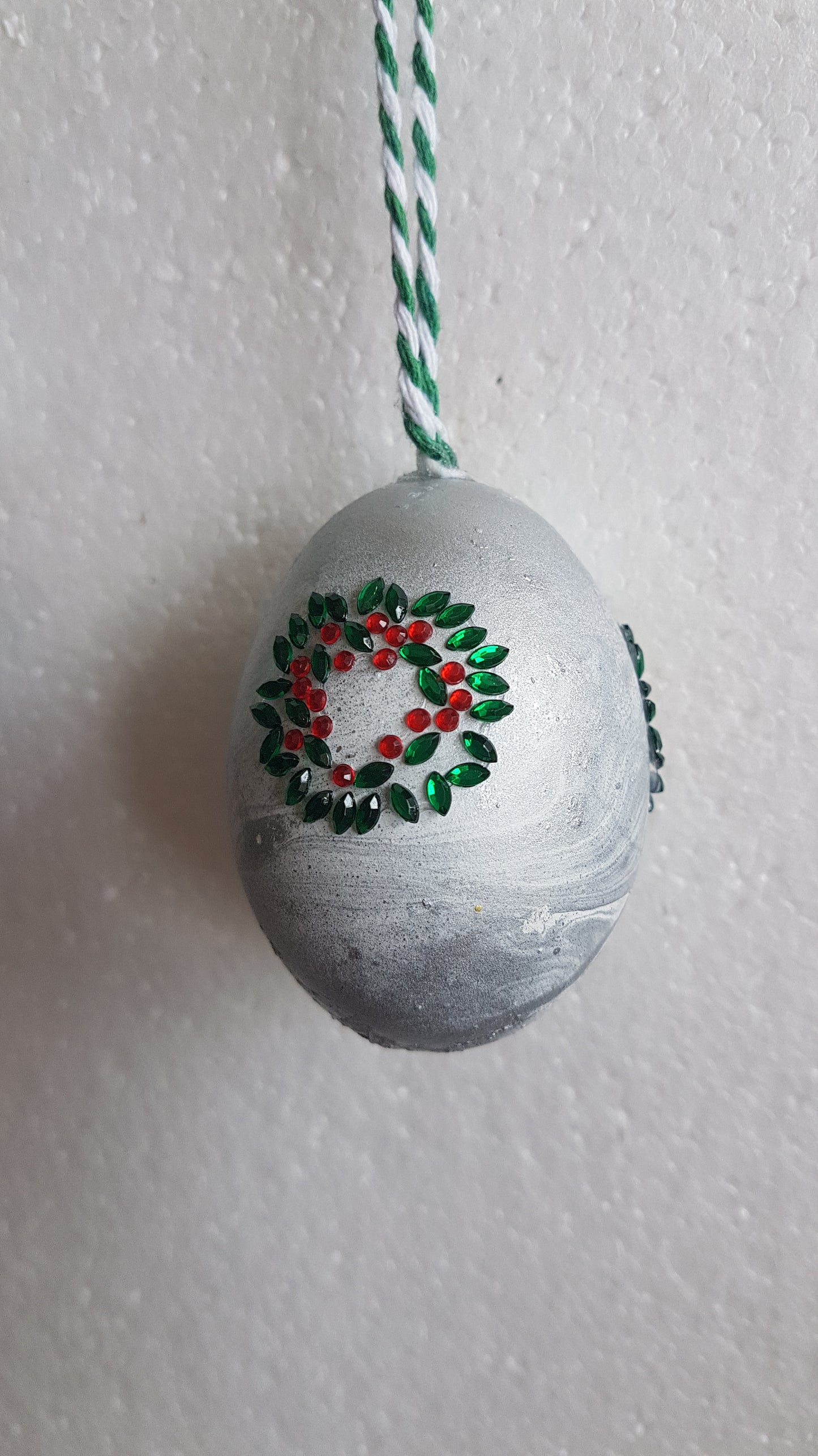 Decorated Egg Window/Tree Hanging Green Silver Red Home Decor Gift