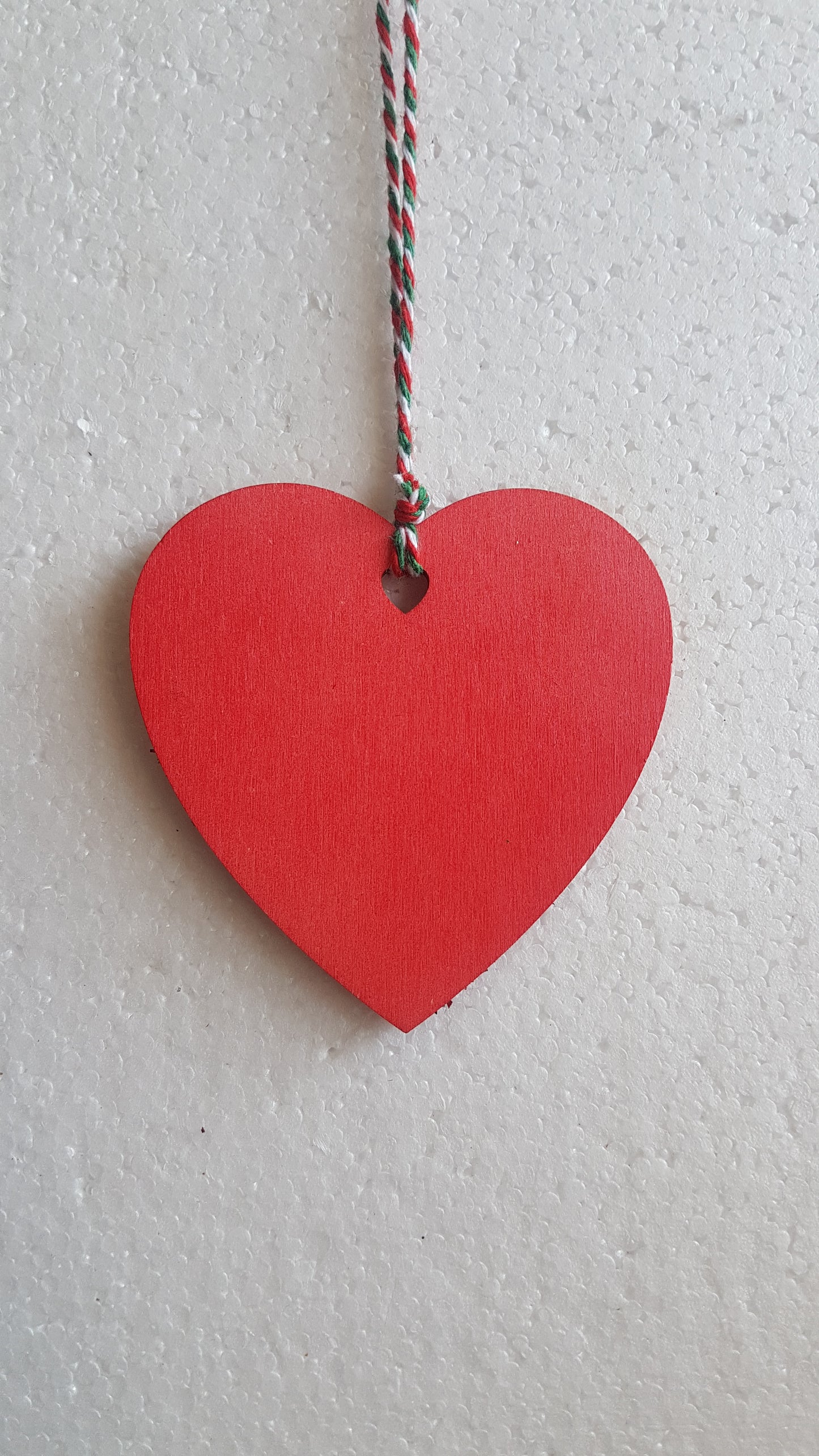 Small Christmas Wooden Heart Red Green Window Hanging Gift
