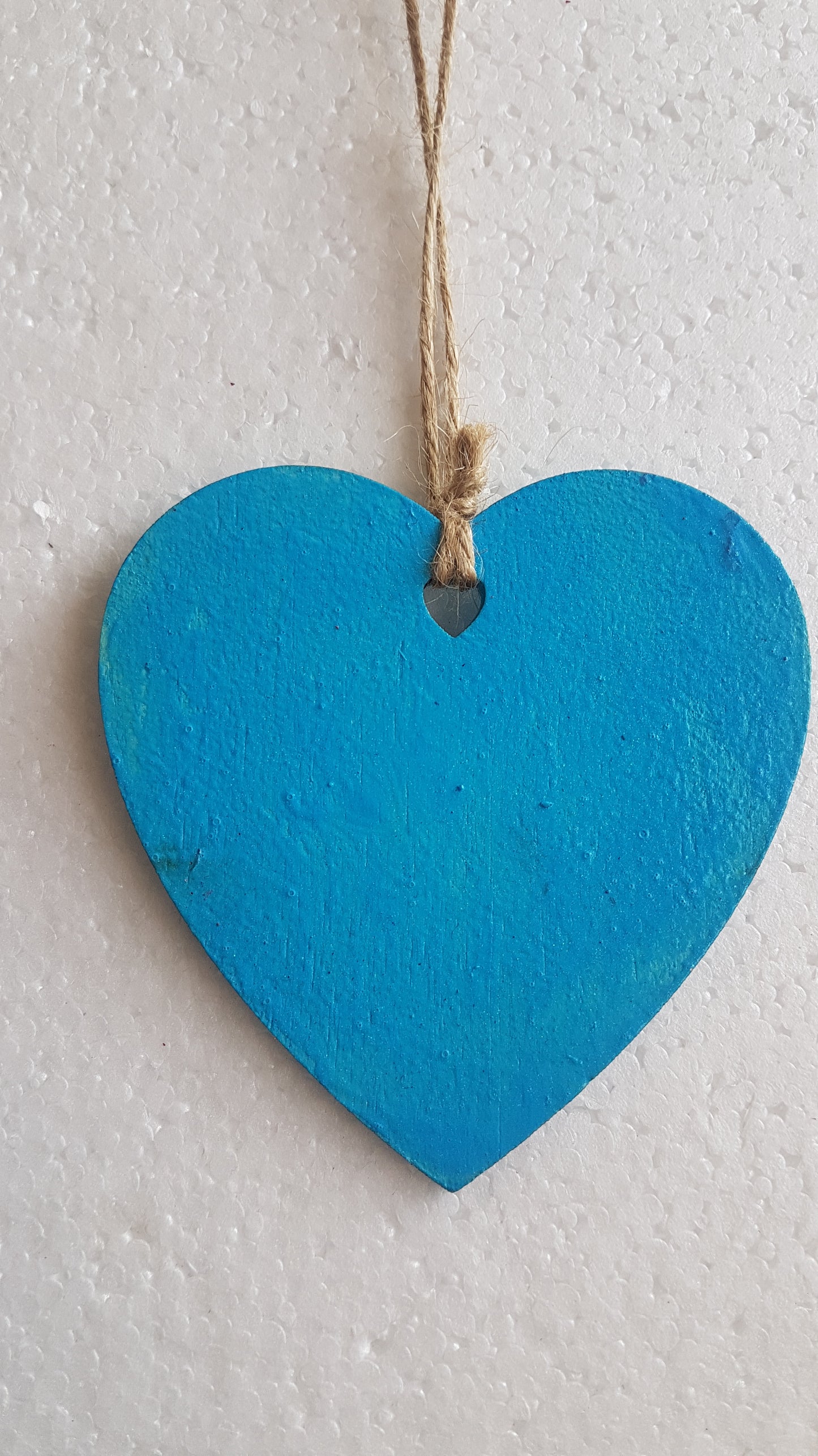 Small Christmas Wooden Heart Silver Blue Snowflake Window Hanging Gift