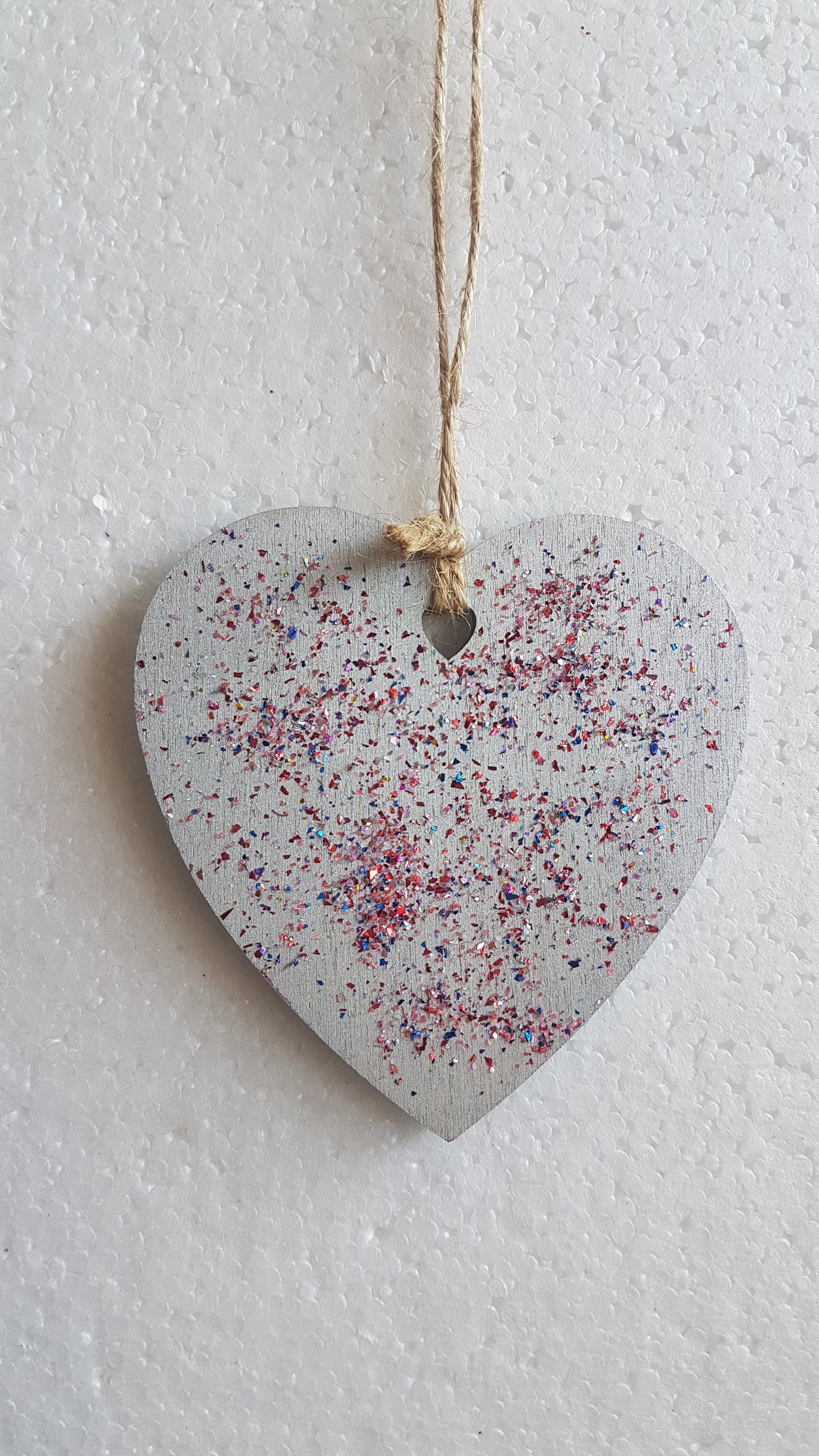 Small Christmas Wooden Heart Silver Blue Star Window Hanging Gift