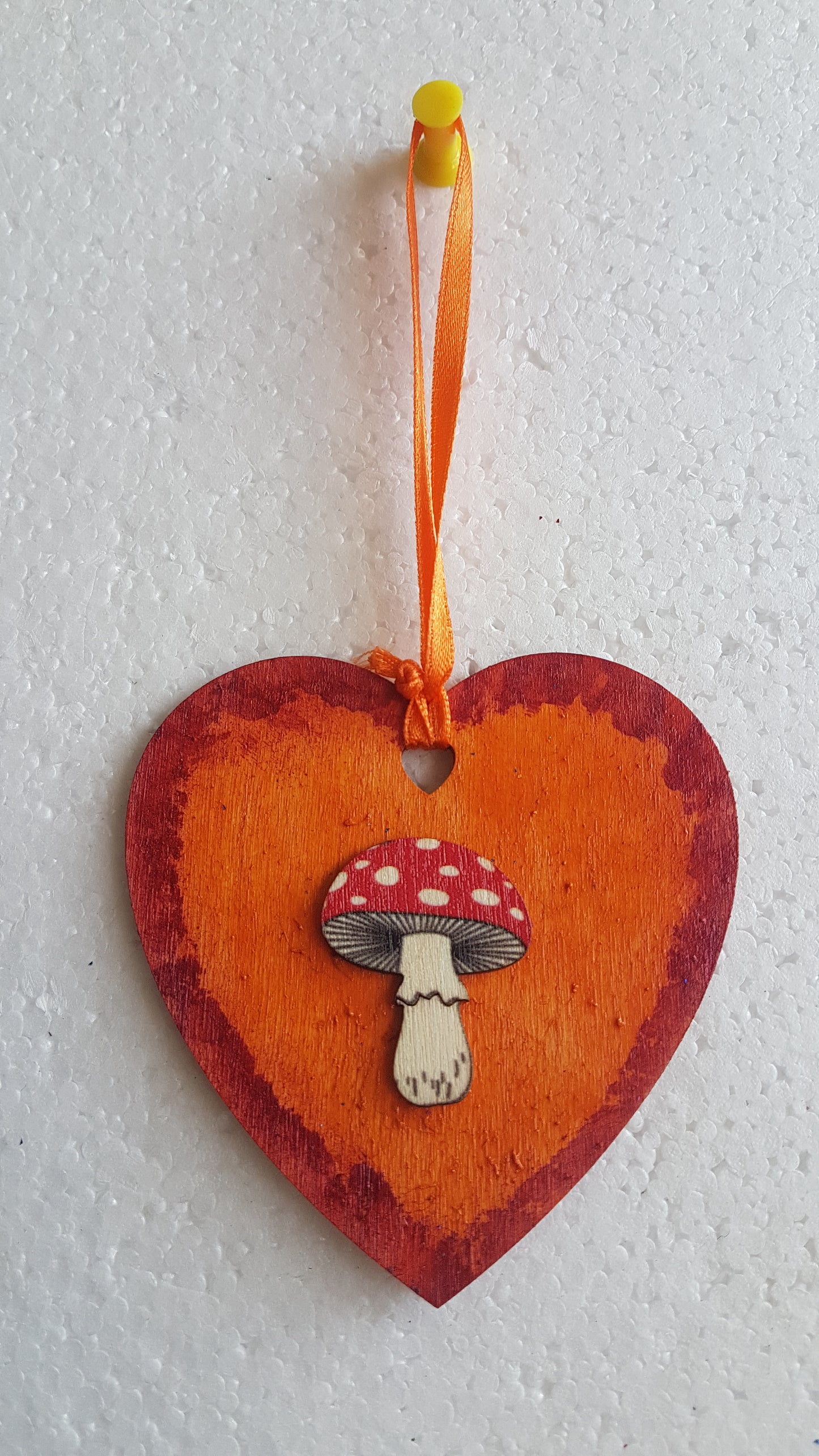 Small Autumn Wooden Heart Acorns Toadstool Window Hanging Gift