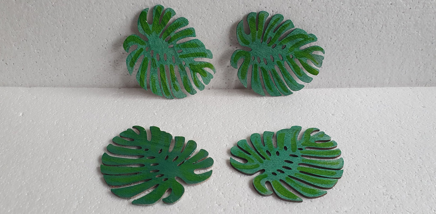 Green Leaf Wooden Coasters Set Of Four Home Decor Gift
