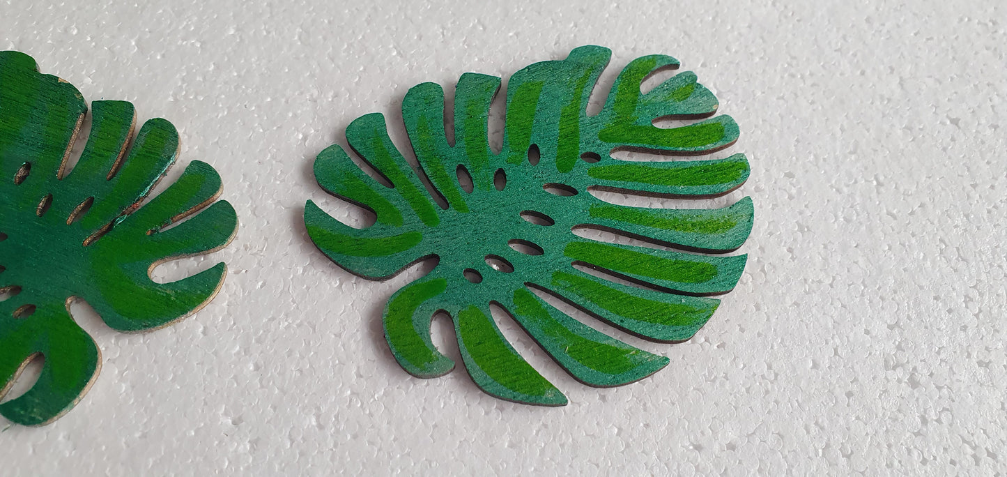 Green Leaf Wooden Coasters Set Of Four Home Decor Gift