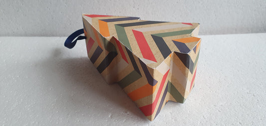 Striped Christmas Tree Gift Box Hand Decorated Decor