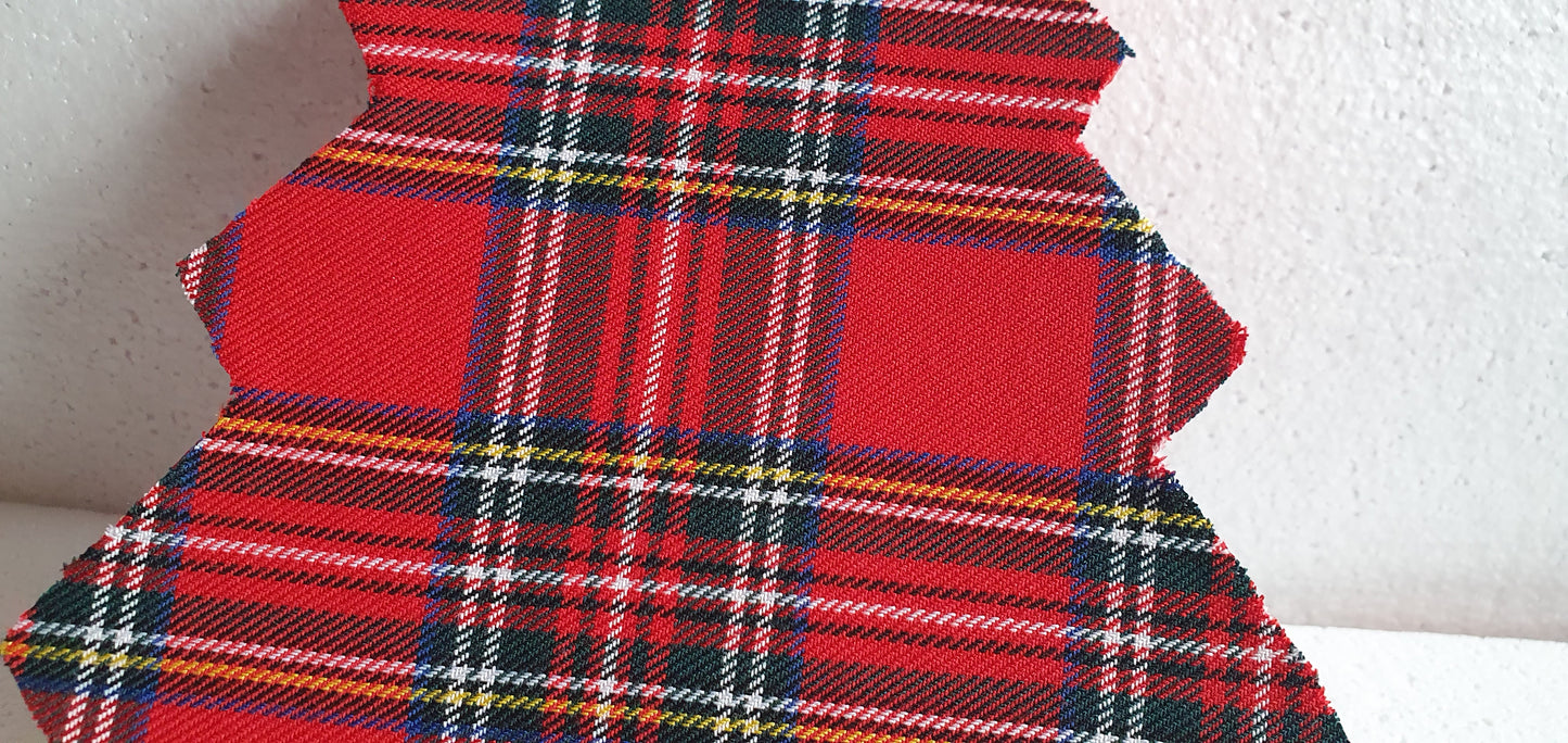 Red Tartan Christmas Tree Gift Box Hand Decorated Decor