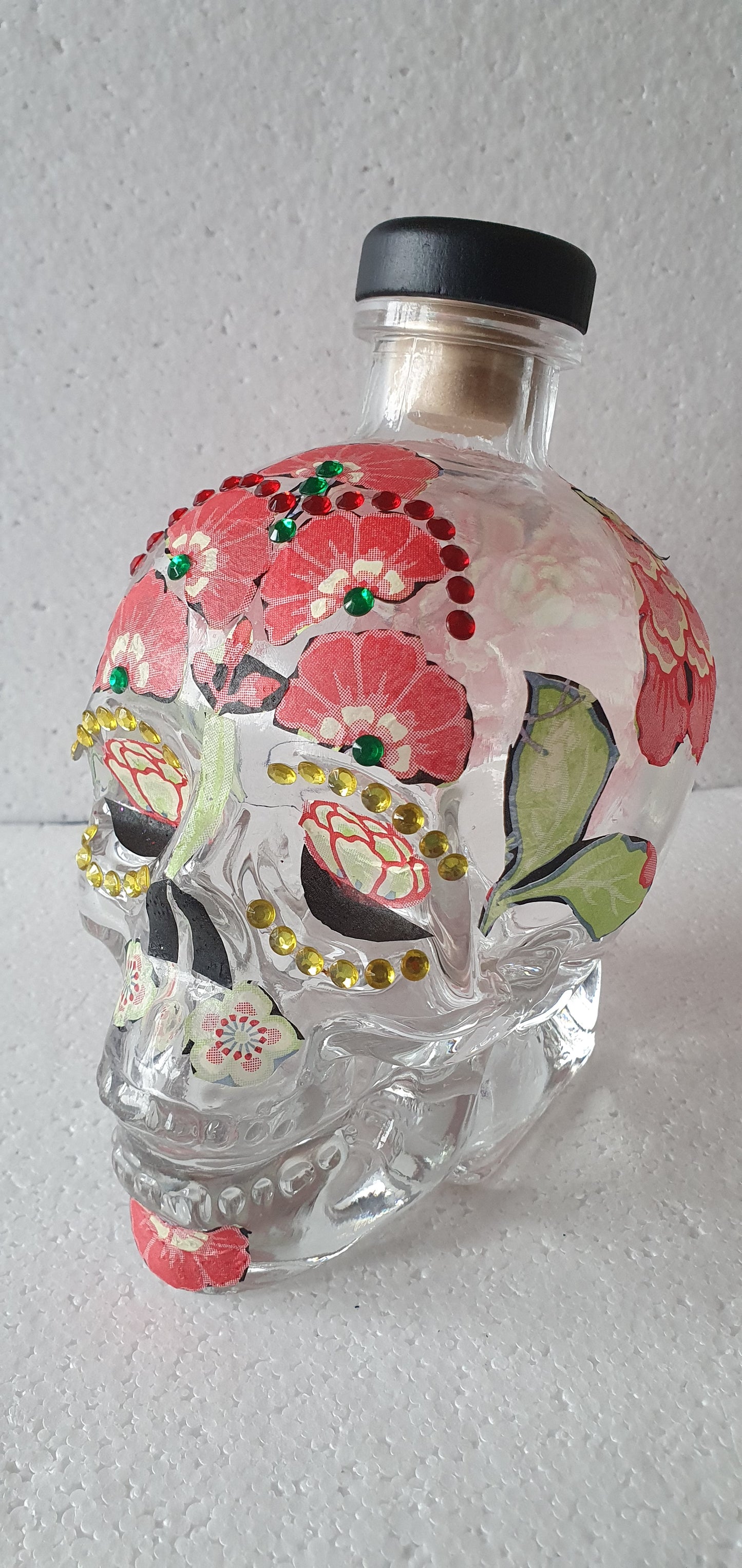 Glass Skull Day Of The Dead Decorated Bottle With Lid Home Decor Gift