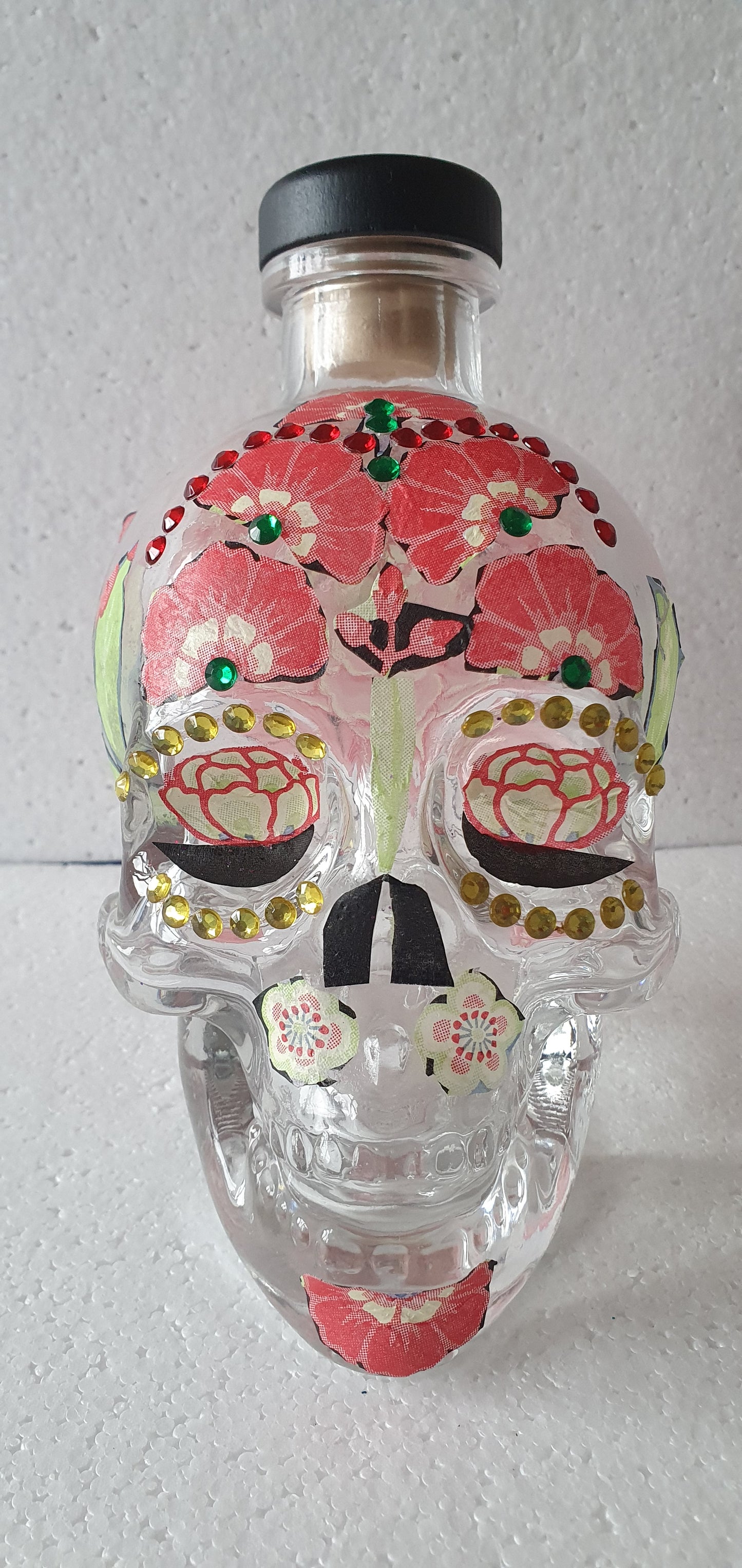 Glass Skull Day Of The Dead Decorated Bottle With Lid Home Decor Gift