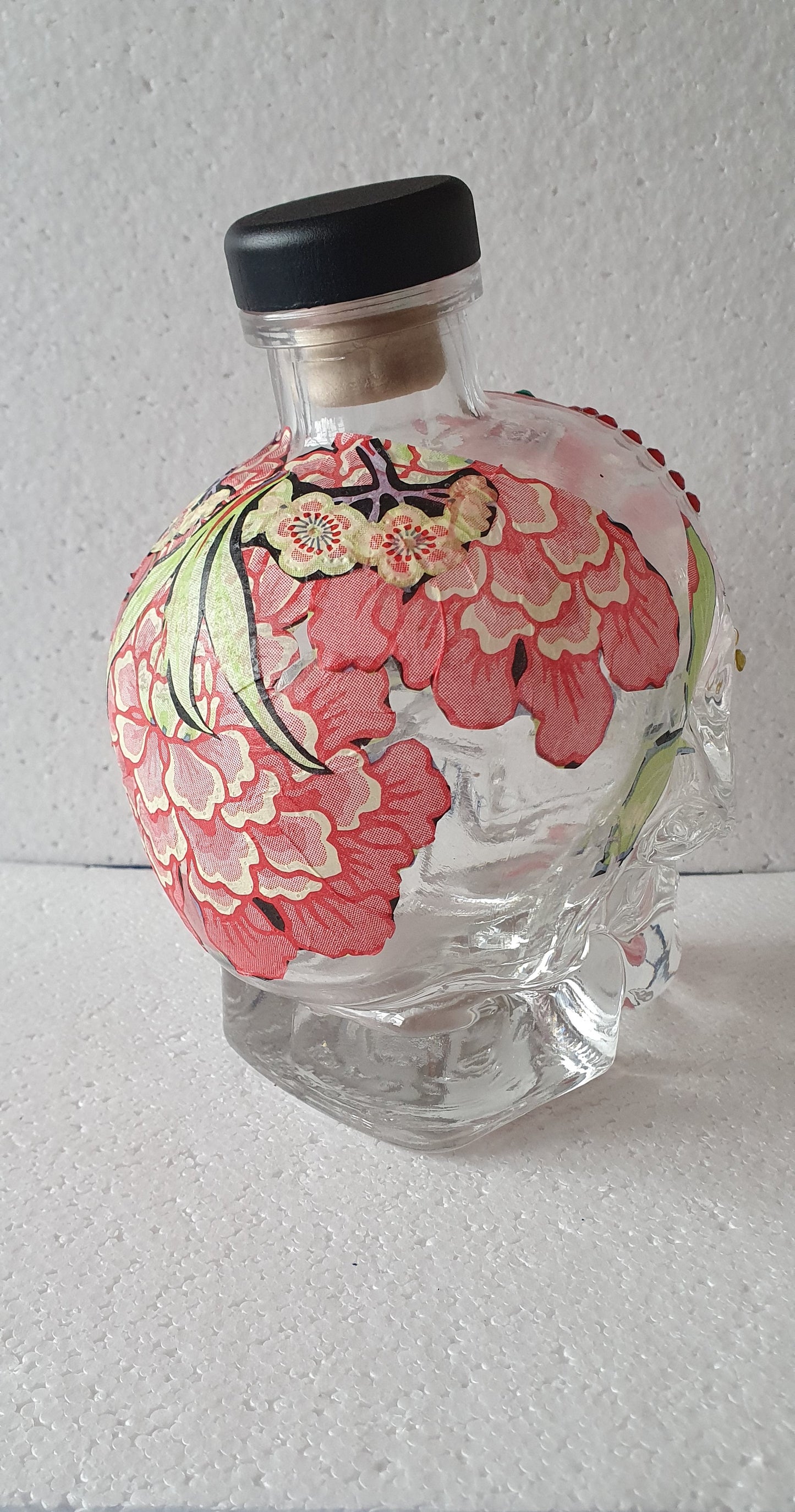 Glass Skull Day Of The Dead Decorated Bottle With Lid Home Decor Gift