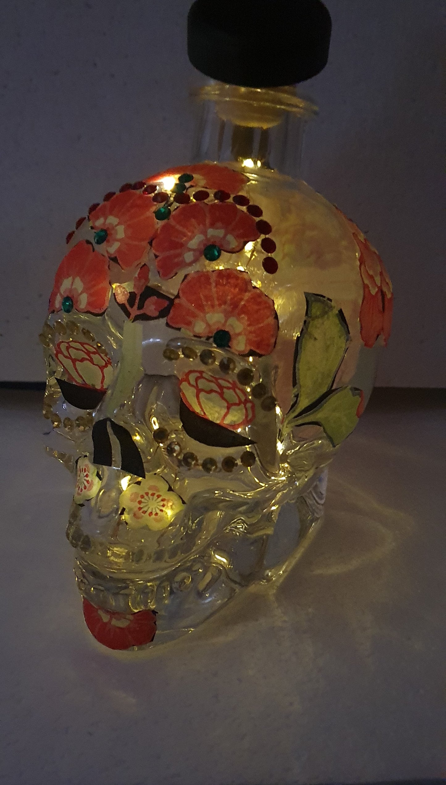 Glass Skull Day Of The Dead Decorated Bottle With Lid Home Decor Gift