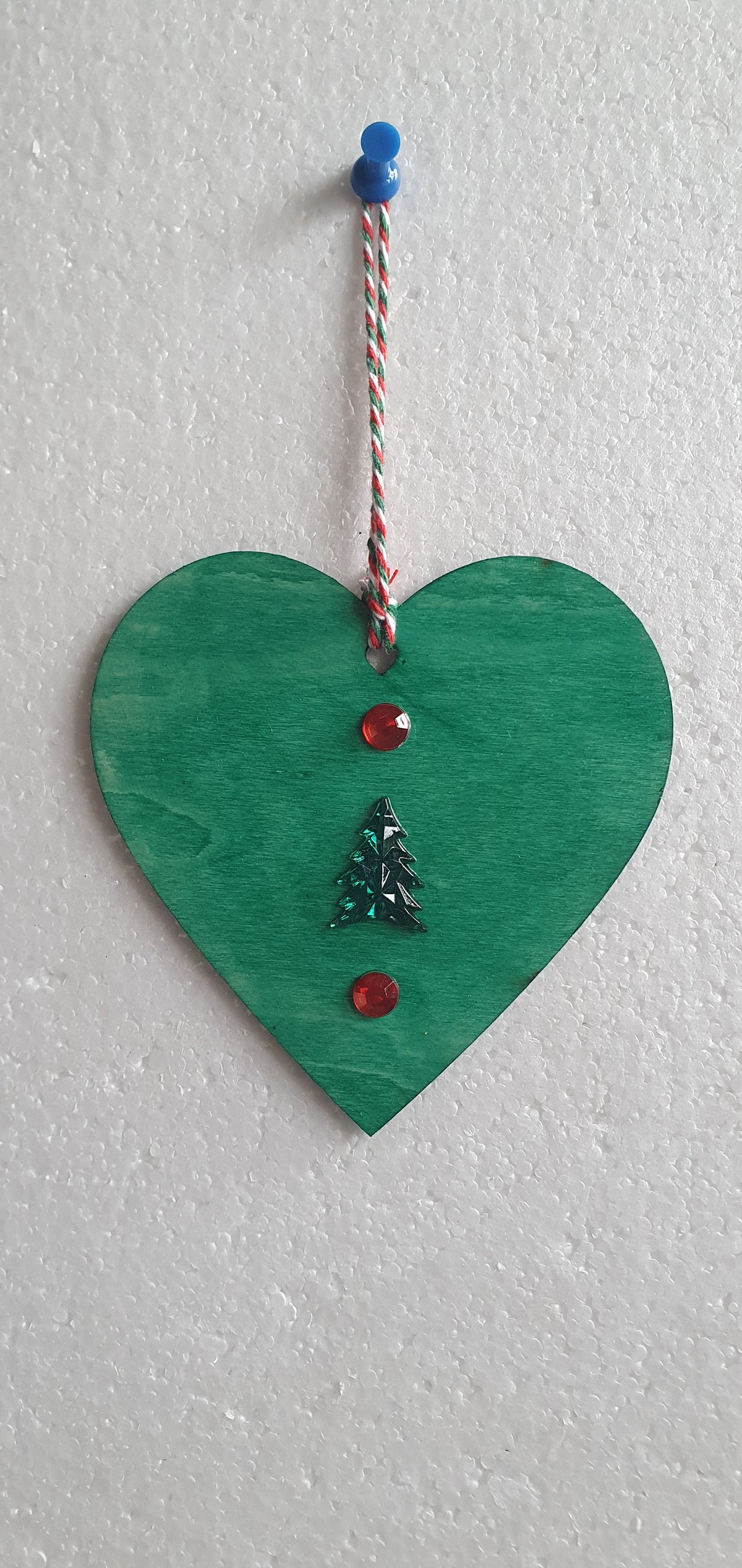 Large Wooden Heart Green Red Window Hanging Gift