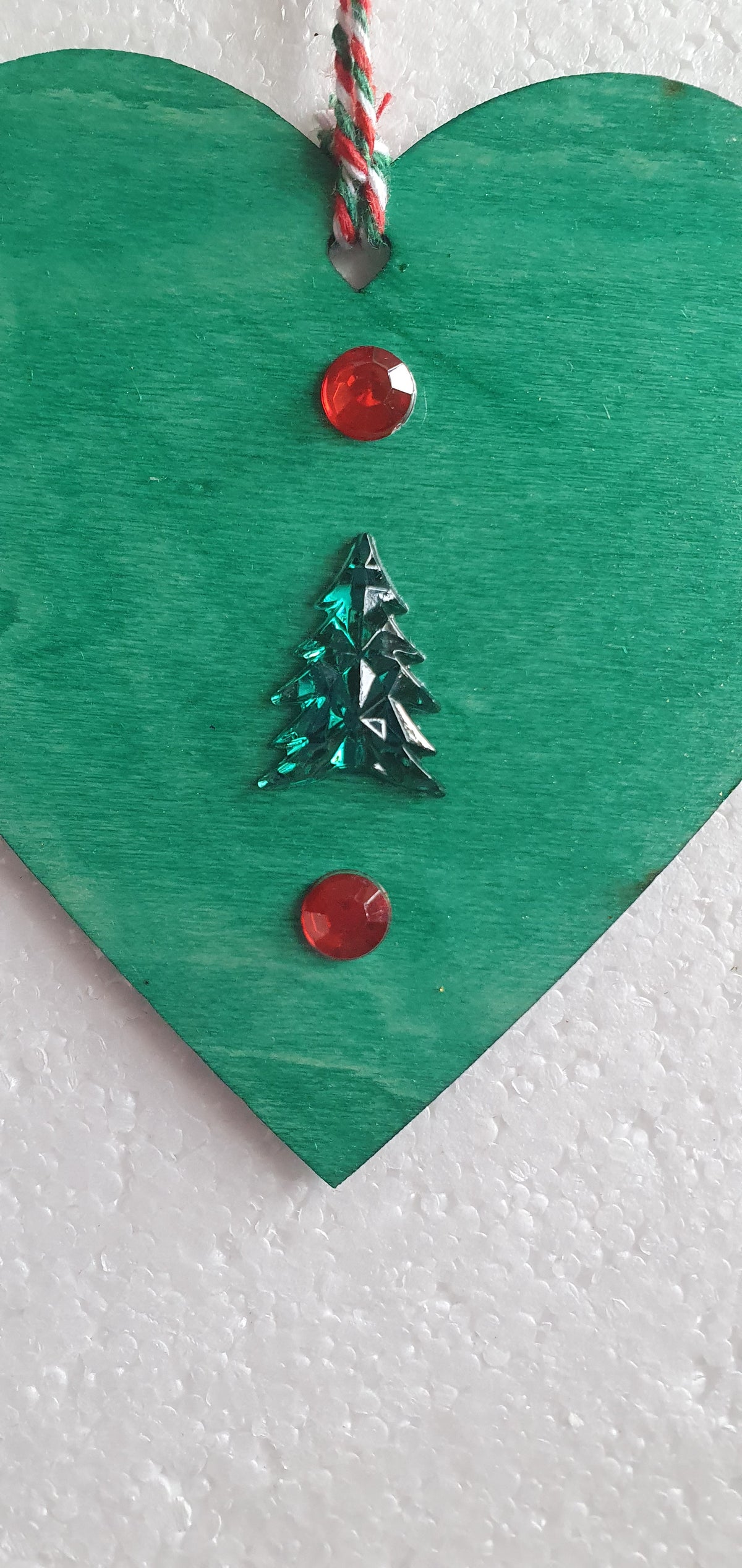 Large Wooden Heart Green Red Window Hanging Gift