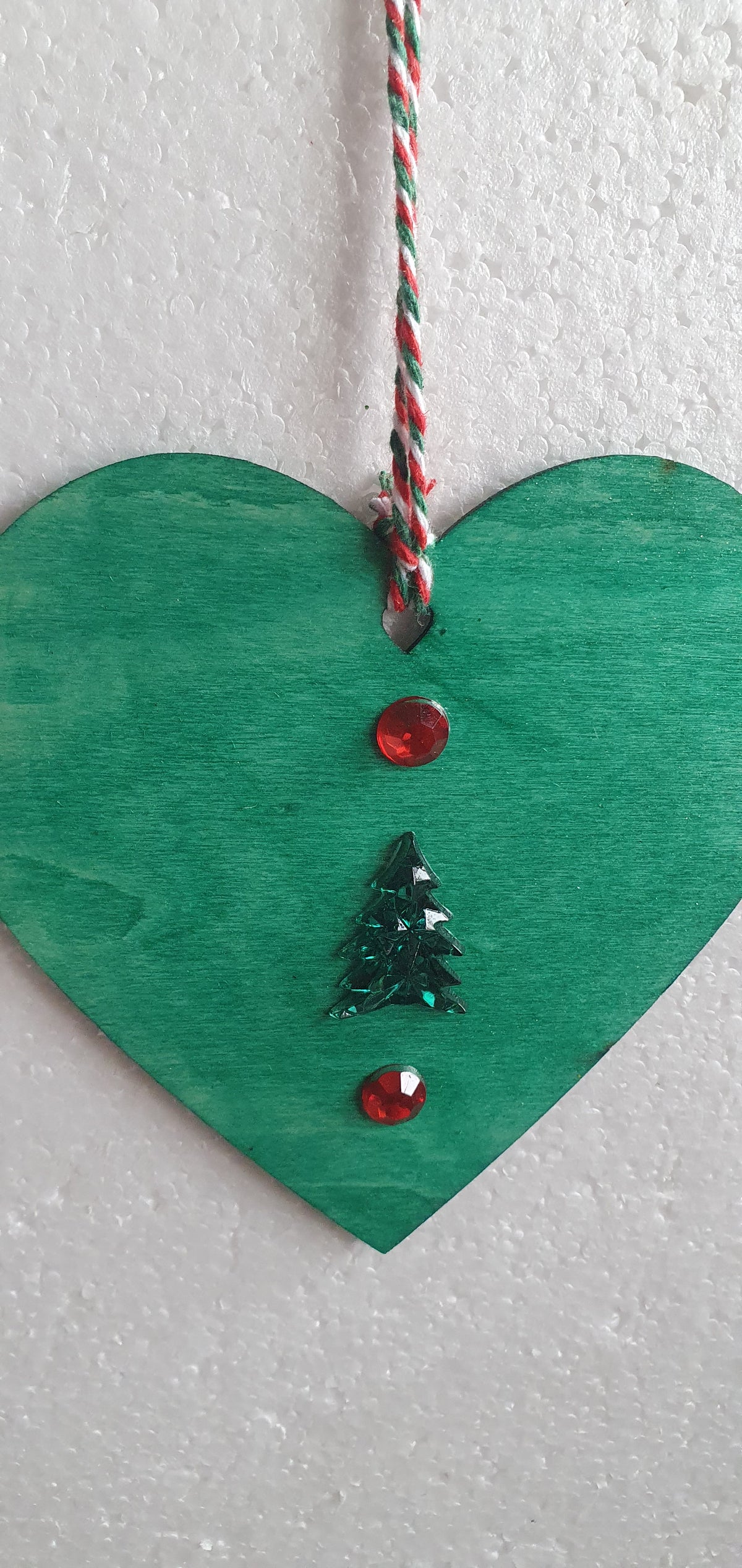 Large Wooden Heart Green Red Window Hanging Gift