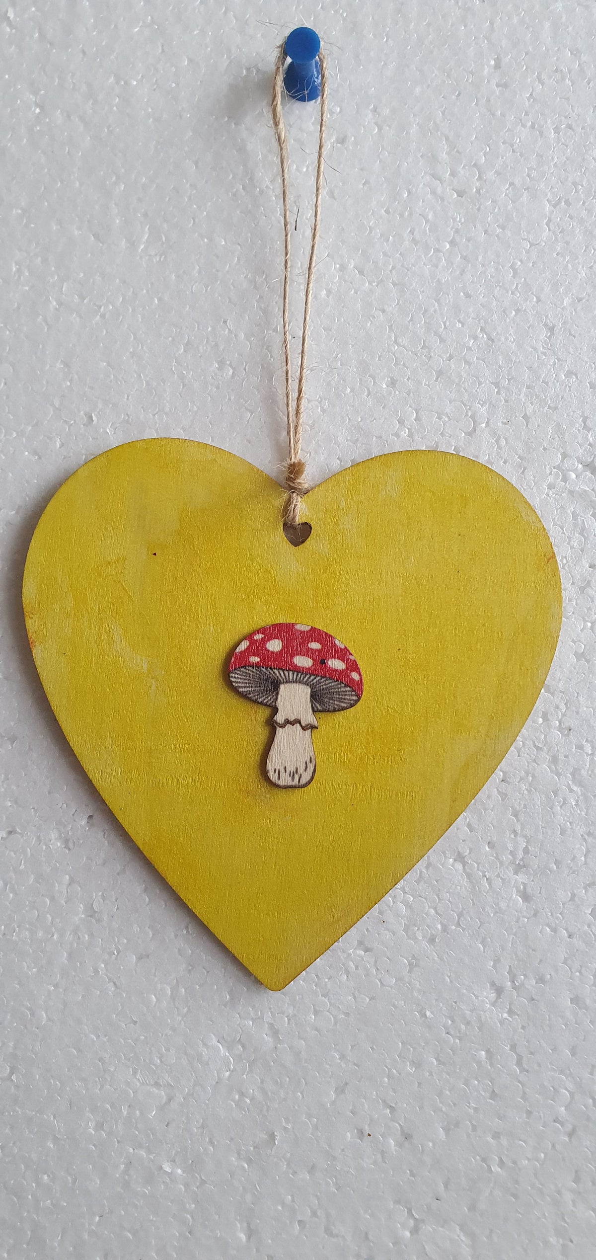 Large Wooden Heart Orange Brown Autumn Leaves Red Toadstool Window Hanging Gift